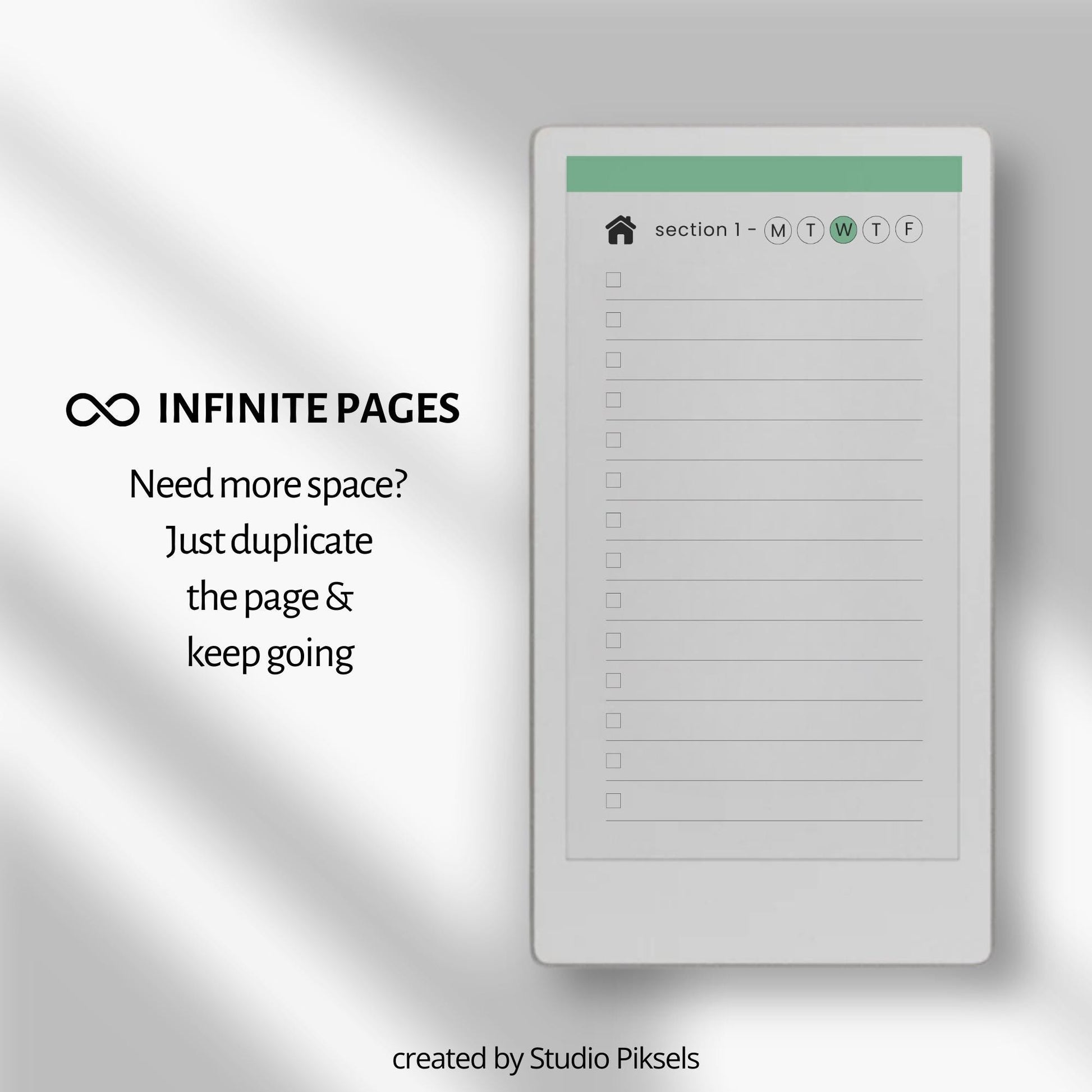 Organize daily tasks using a hyperlinked checklist notebook on reMarkable Paper Pro Move.
