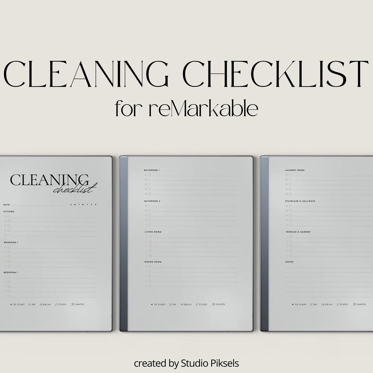 Cleaning Checklist Template for reMarkable 2