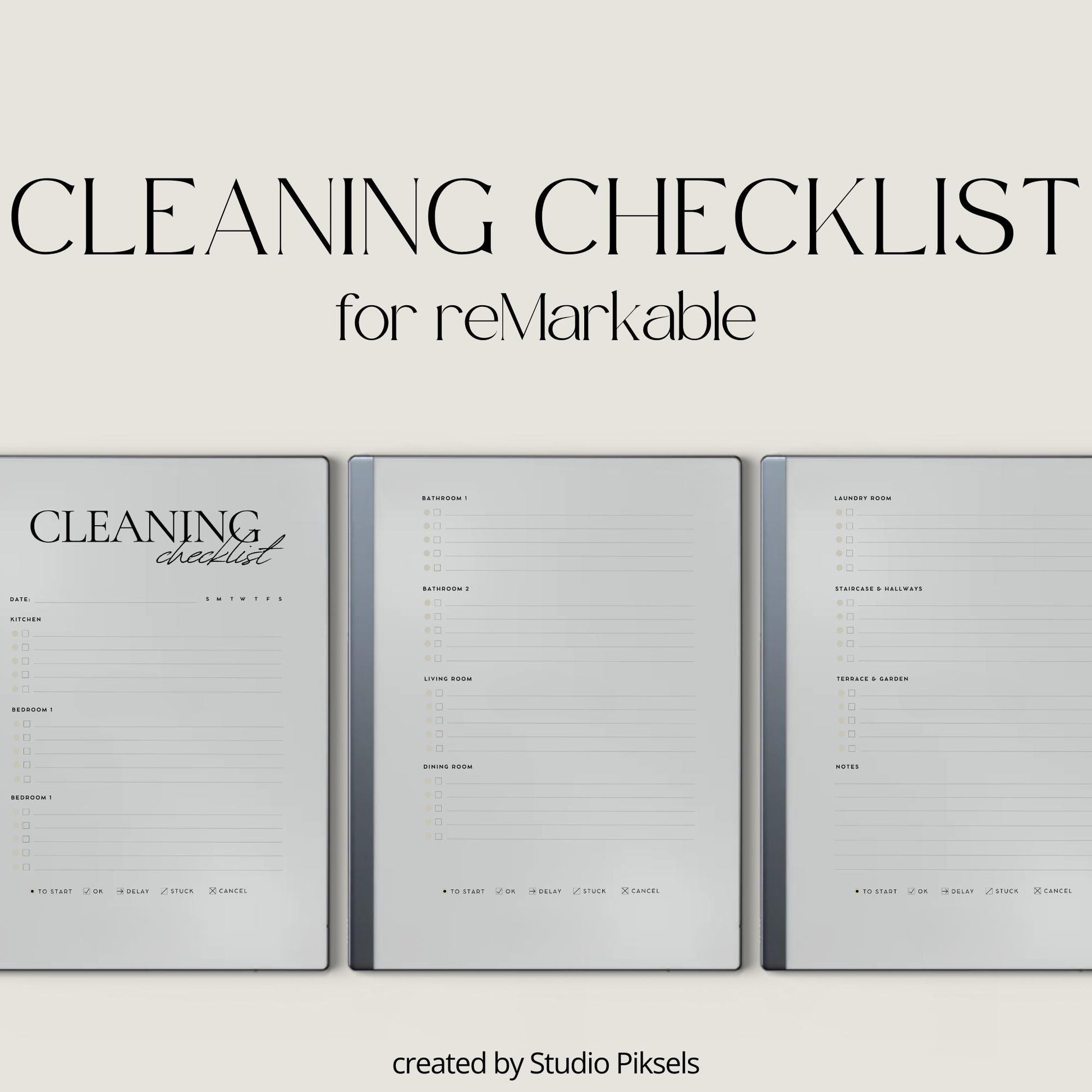 Cleaning Checklist Template for reMarkable 2