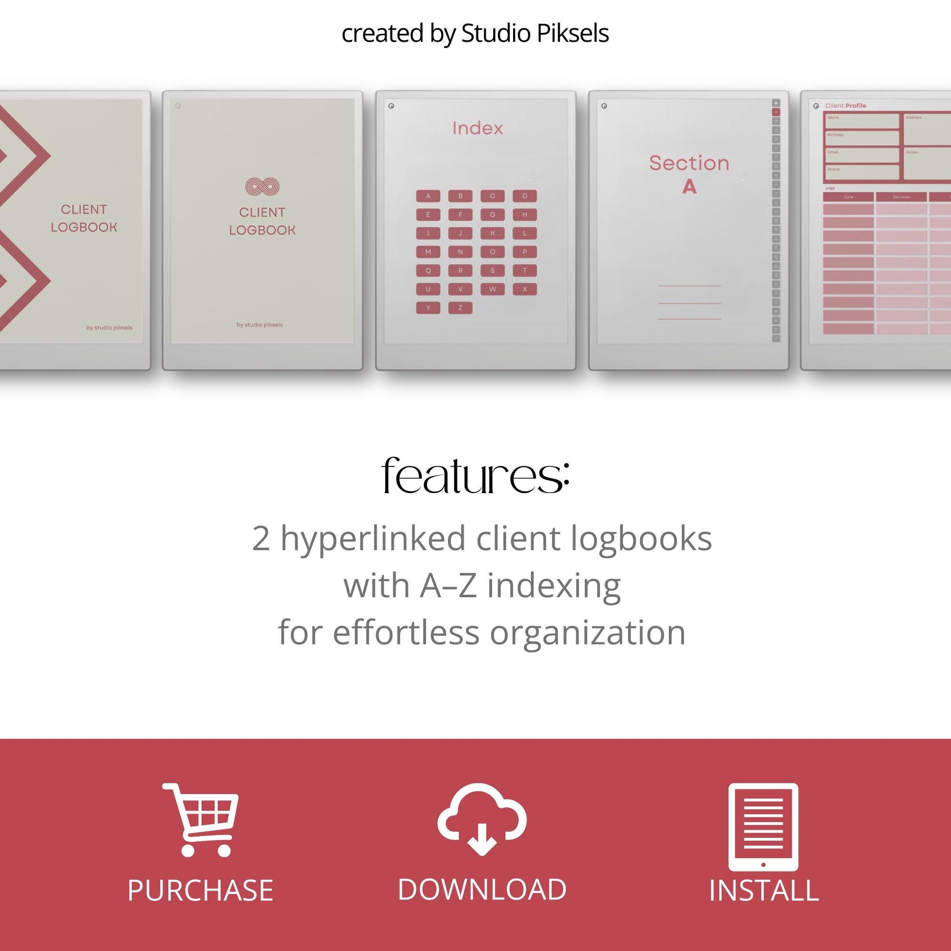 Client Record Book Bundle for reMarkable Paper Pro – A–Z Hyperlinked Client Logbook PDF (2 Notebooks).