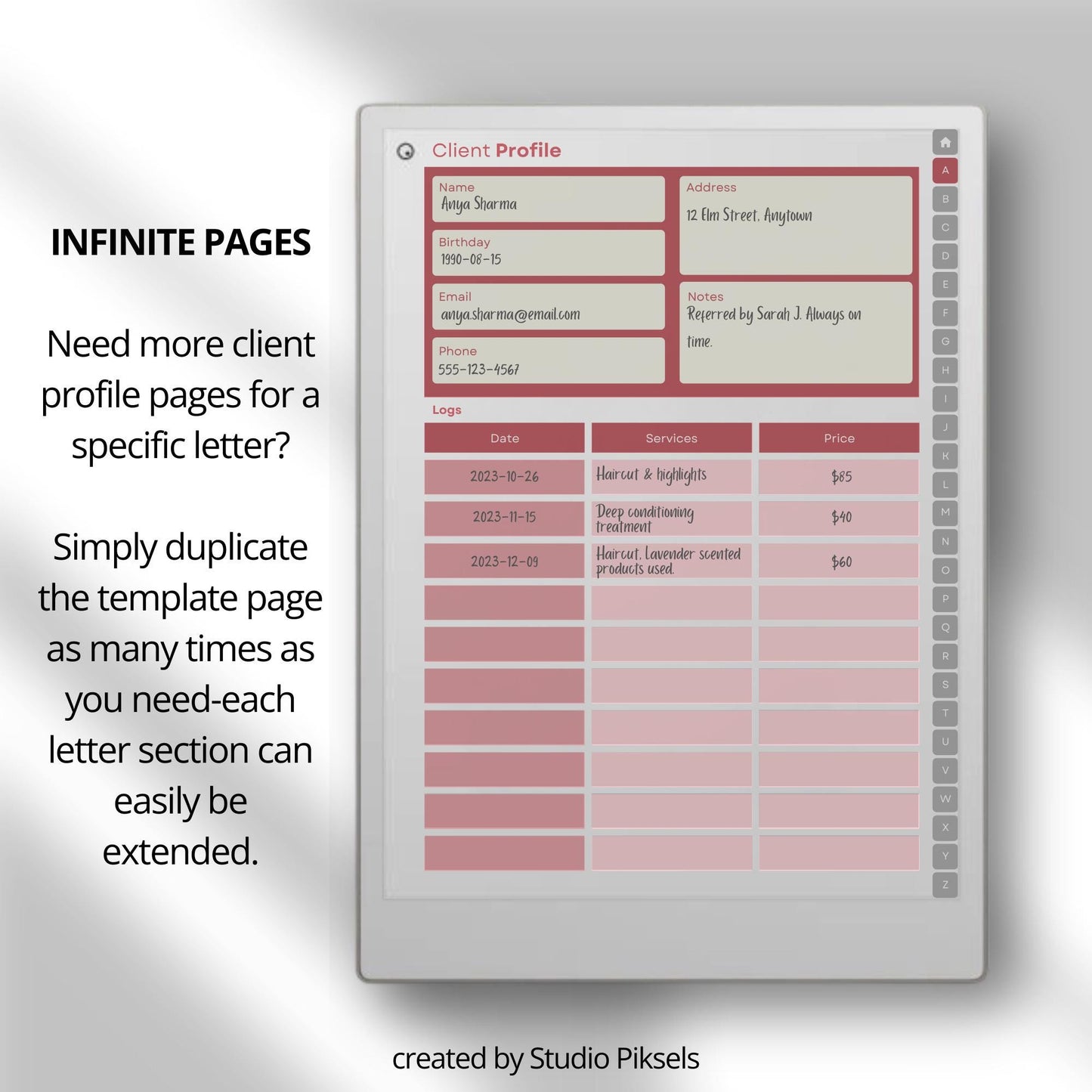 Client Record Book Bundle for reMarkable Paper Pro – A–Z Hyperlinked Client Logbook PDF (2 Notebooks).