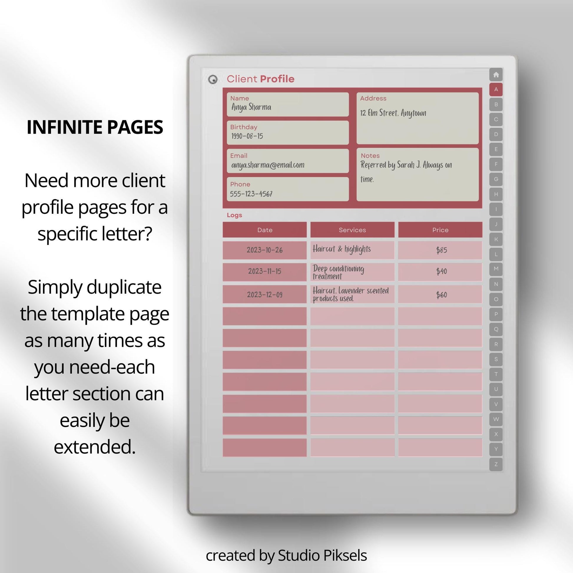 Client Record Book Bundle for reMarkable Paper Pro – A–Z Hyperlinked Client Logbook PDF (2 Notebooks).