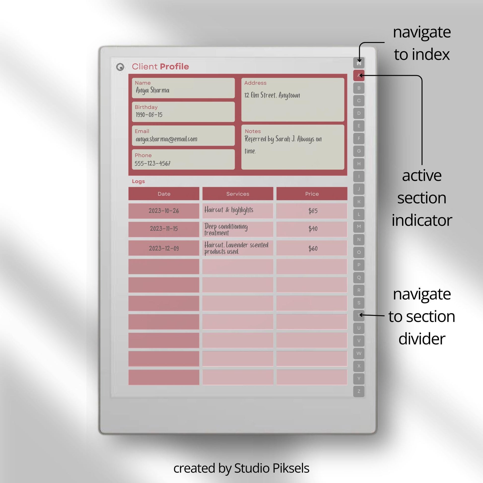 Client Record Book Bundle for reMarkable Paper Pro – A–Z Hyperlinked Client Logbook PDF (2 Notebooks).