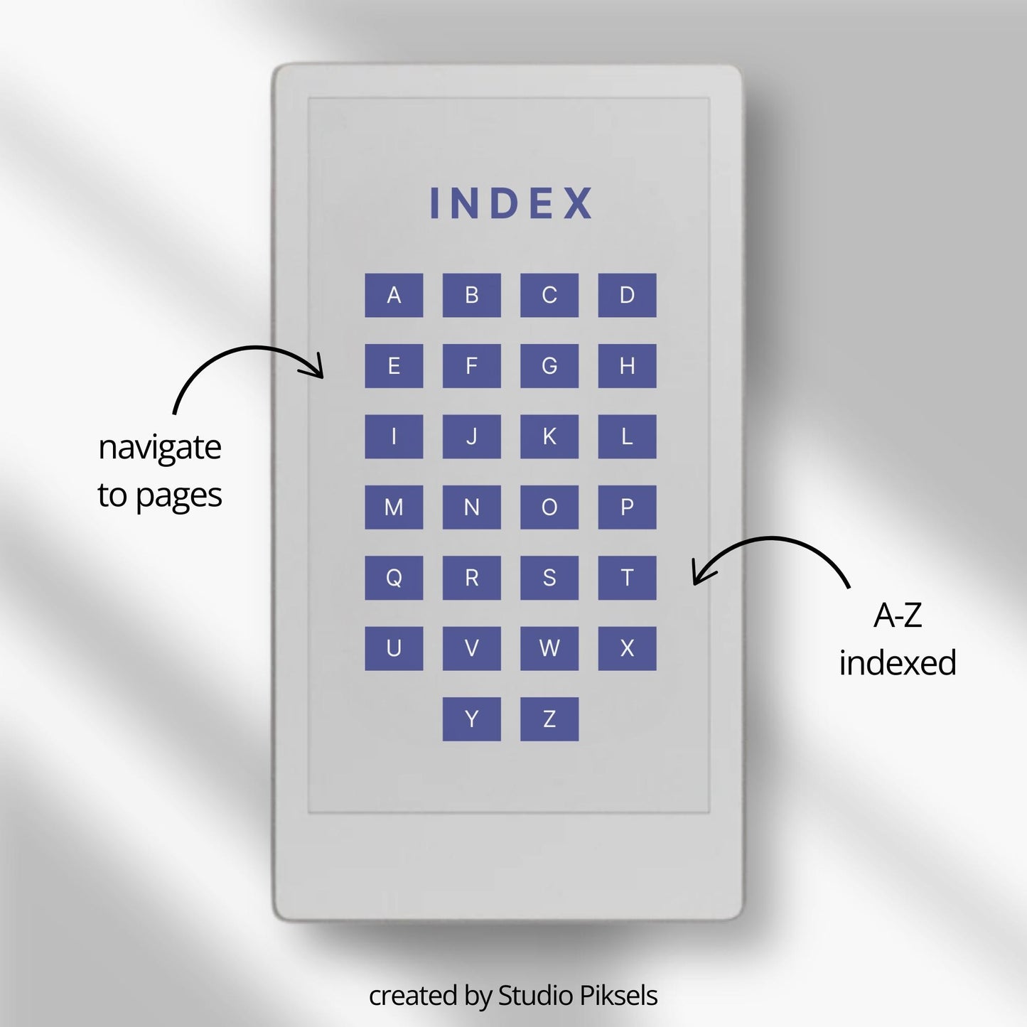 Client Tracker for reMarkable Paper Pro Move with A-Z index.