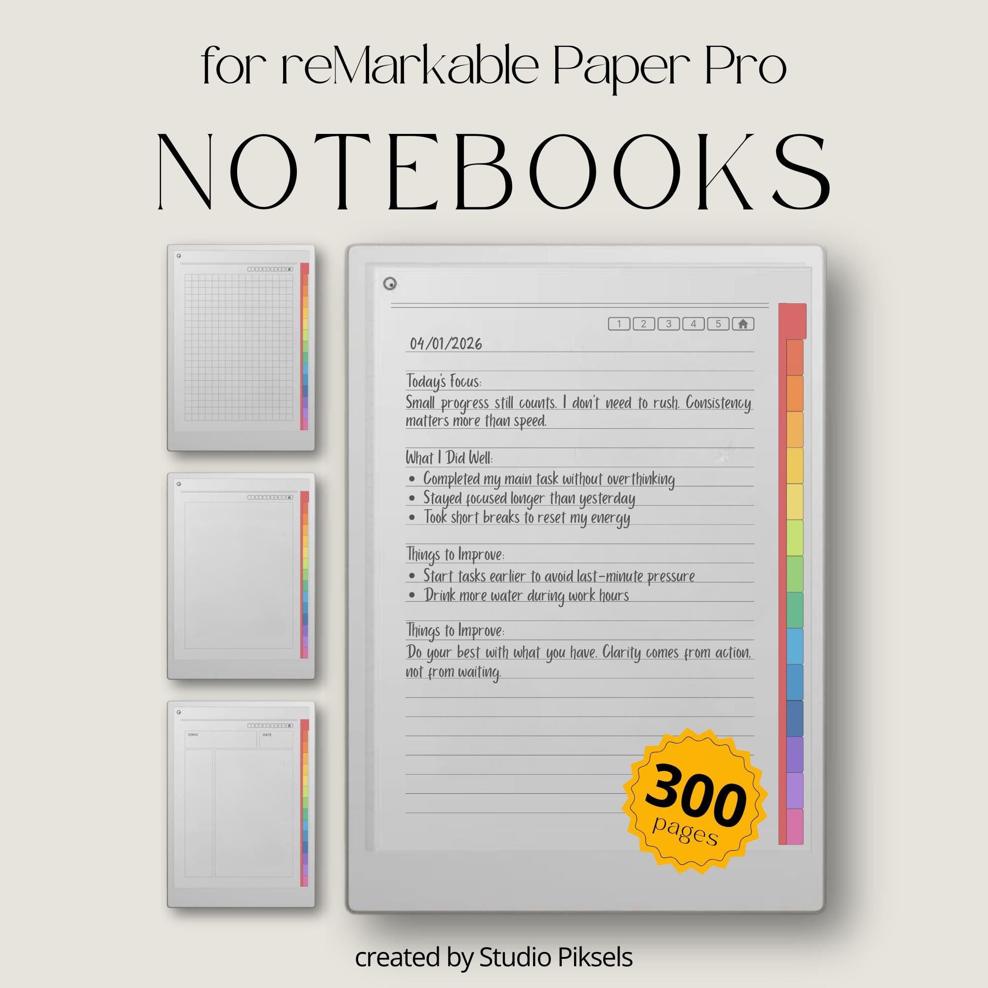Tabbed Notebook.pdf Color-Tabbed Notebooks for reMarkable Paper Pro – Studio Piksels