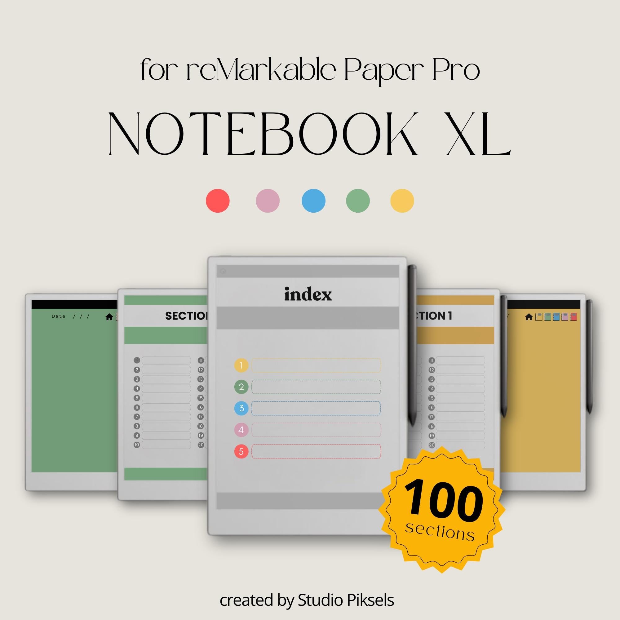 Notebook Color Color Notebook XL for reMarkable Paper Pro – Studio Piksels