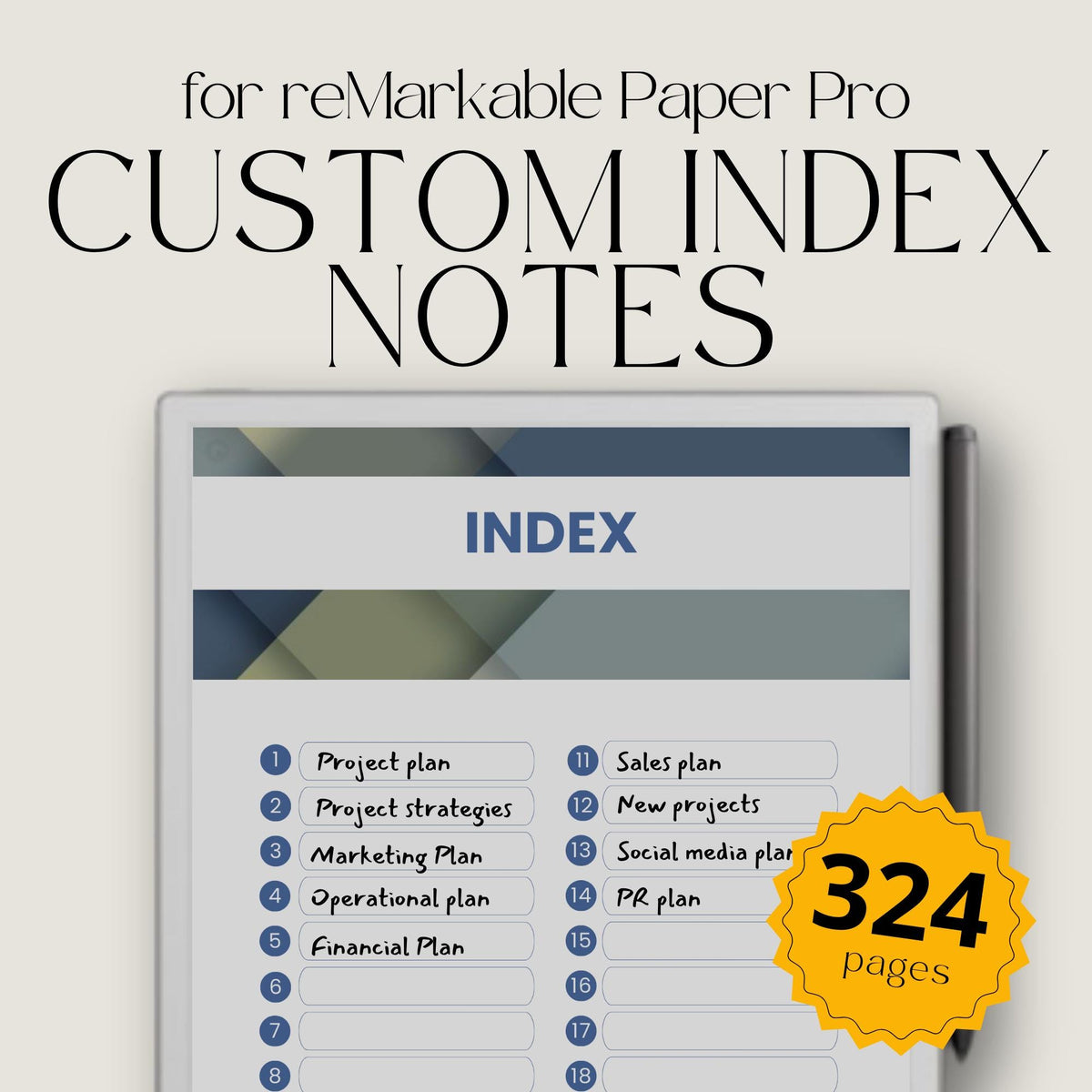 Custom Index Hyperlinked Cornell Notes Bundle for reMarkable Paper Pro