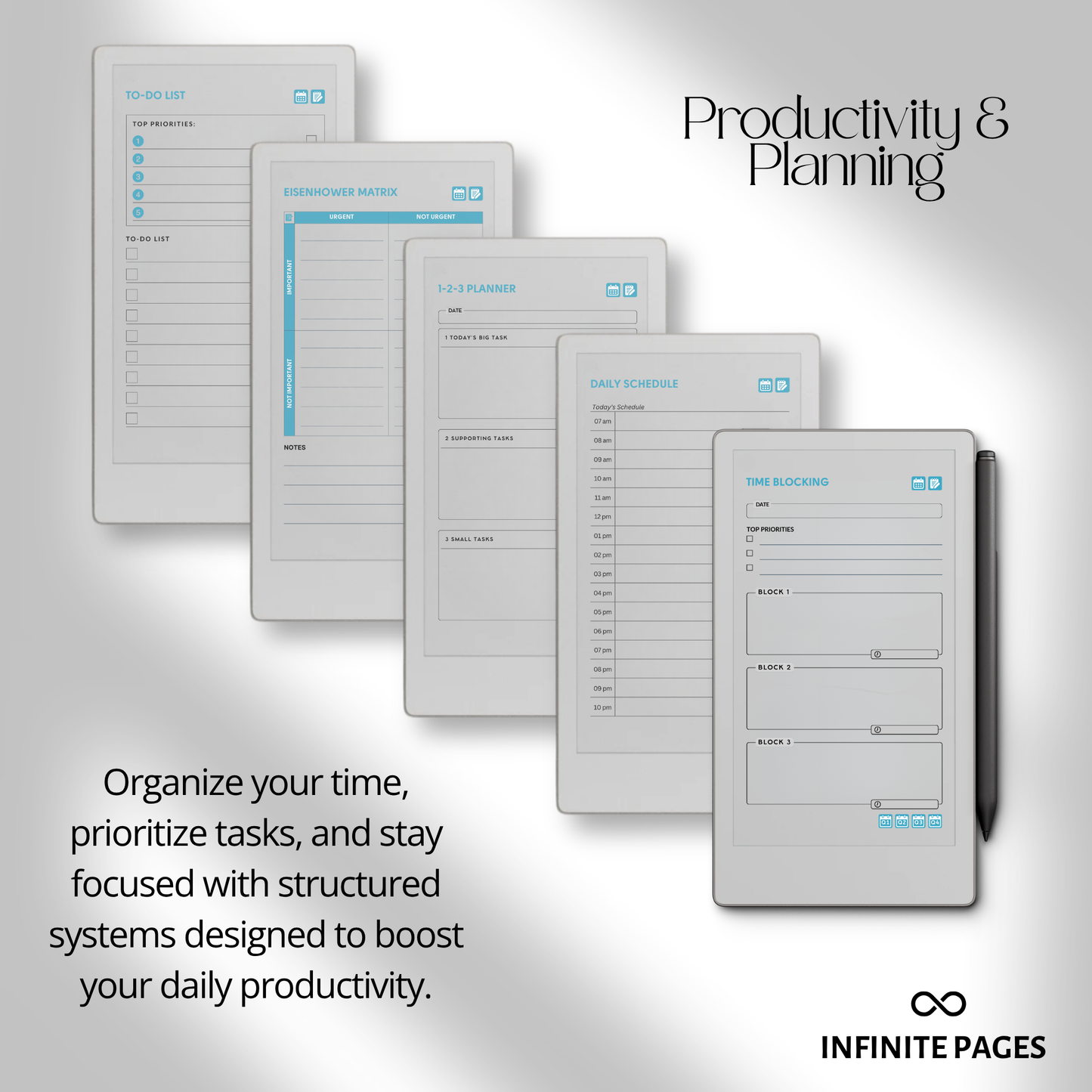 Life Planner 2026 PDF for reMarkable Paper Pro Move with hyperlinked calendar, templates, and customizable pages.