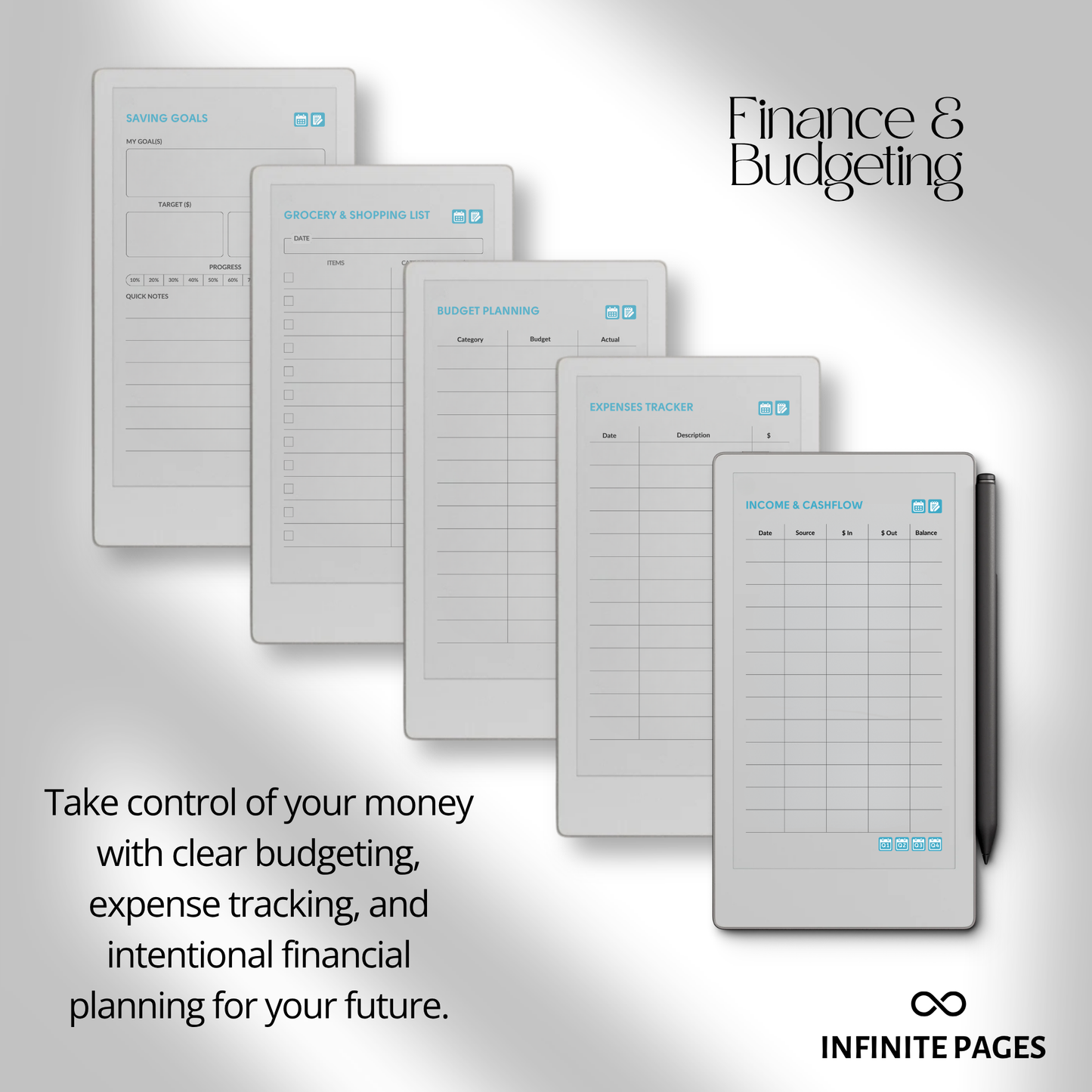 Life Planner 2026 PDF for reMarkable Paper Pro Move with hyperlinked calendar, templates, and customizable pages.