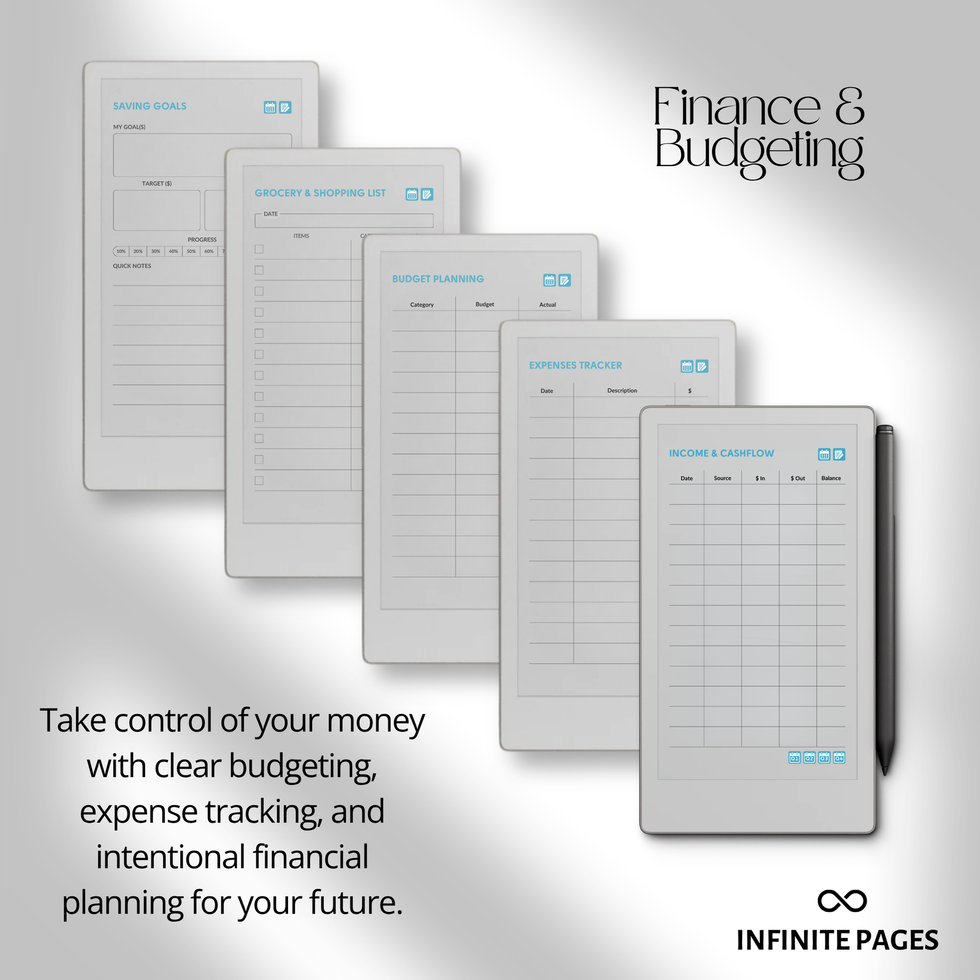 Life Planner 2026 PDF for reMarkable Paper Pro Move with hyperlinked calendar, templates, and customizable pages.