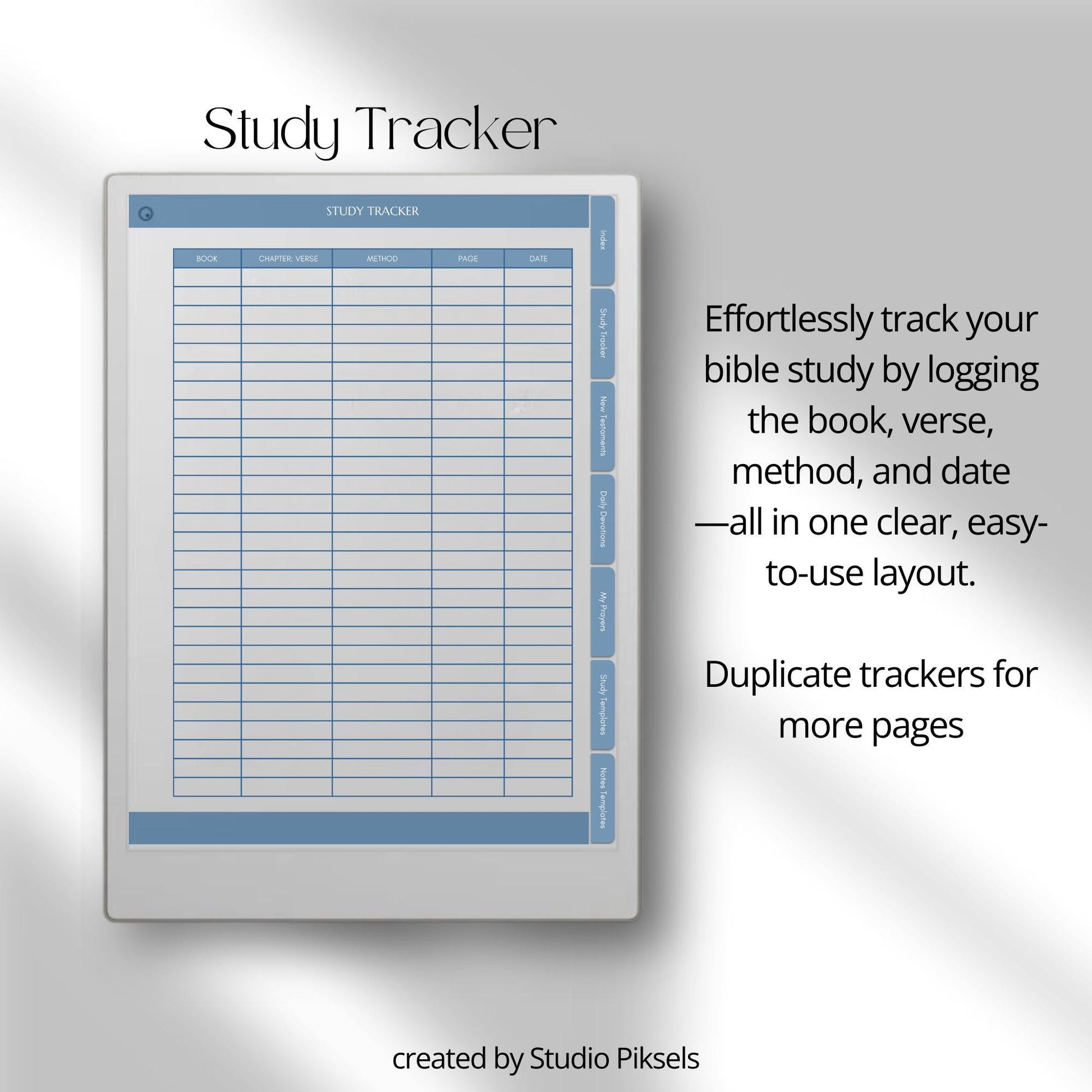 Custom Bible study journal for reMarkable Paper Pro with hyperlinked study templates.