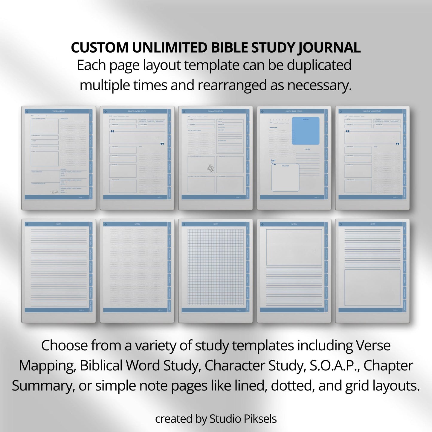Custom Bible study journal for reMarkable Paper Pro with hyperlinked study templates.
