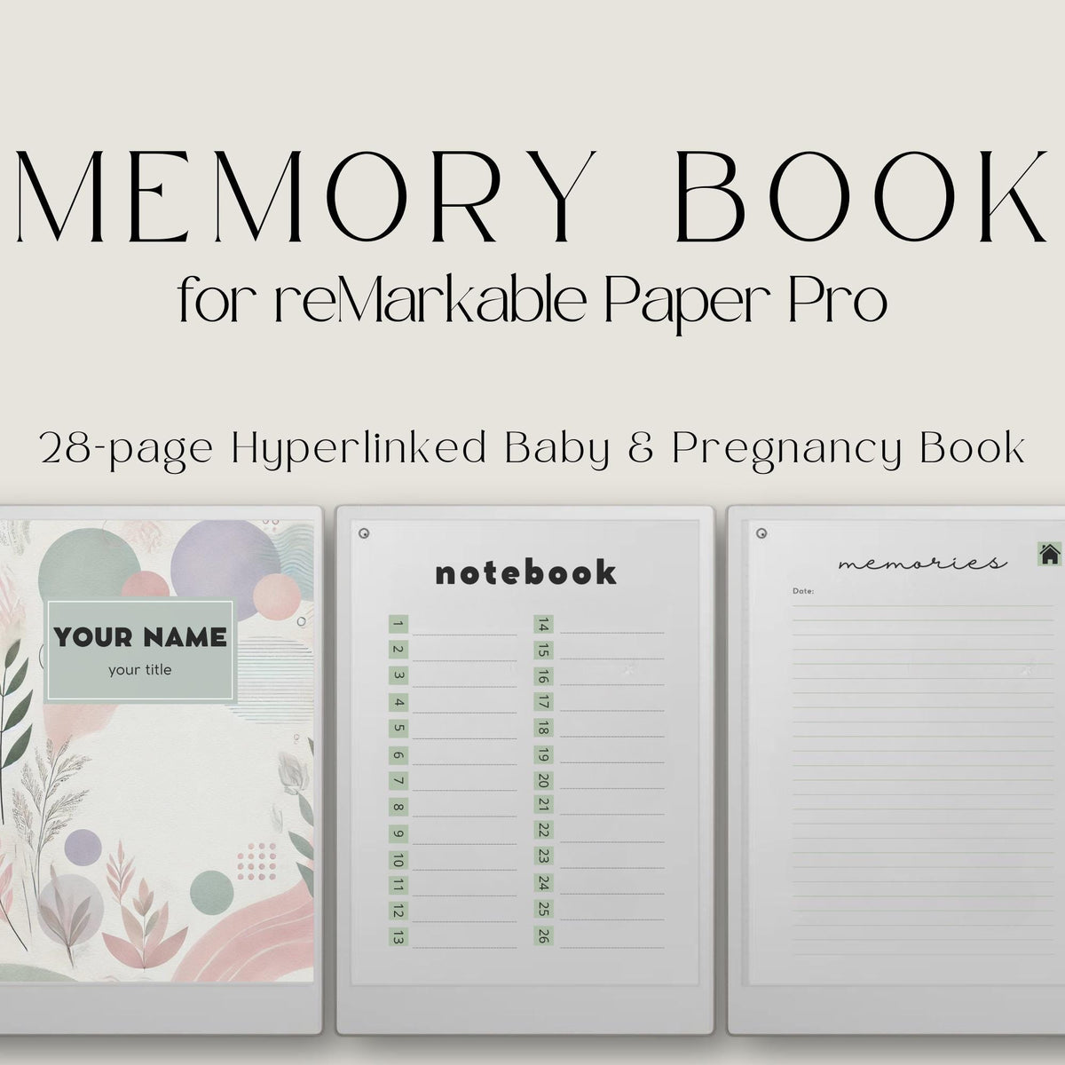 CUSTOM Hyperlinked Pregnancy Book for reMarkable Paper Pro