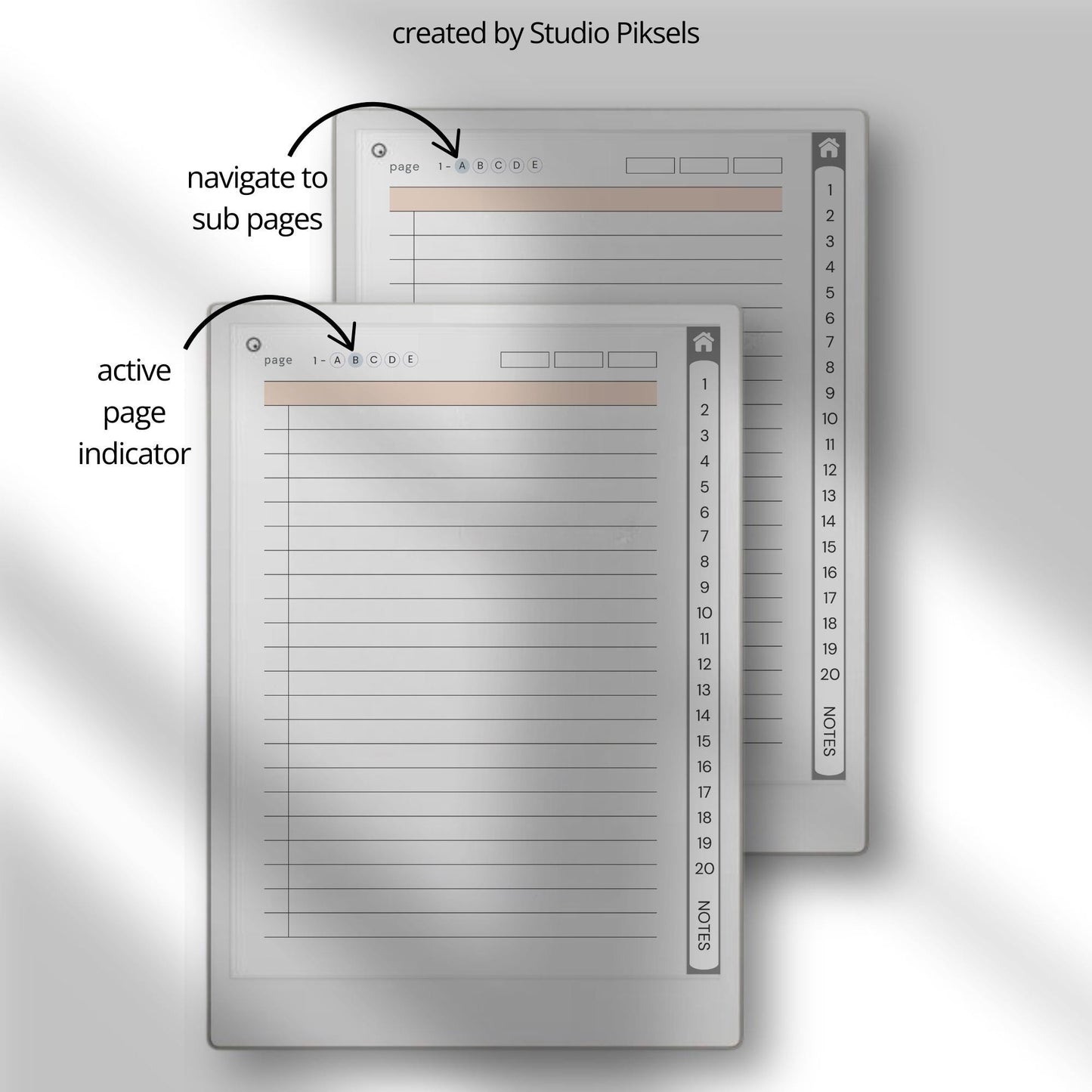 Custom index notebooks for reMarkable Paper Pro with lined, grid, dotted, and blank layouts for structured digital note taking.
