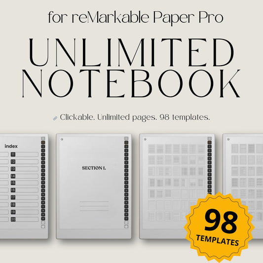 Build a custom infinite digital notebook using hyperlinked templates on reMarkable Paper Pro.