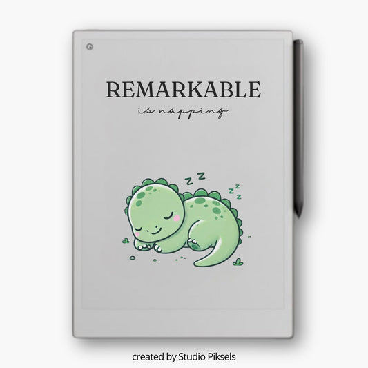 Sleep Screen for reMarkable Paper Pro With Napping Dinosaur