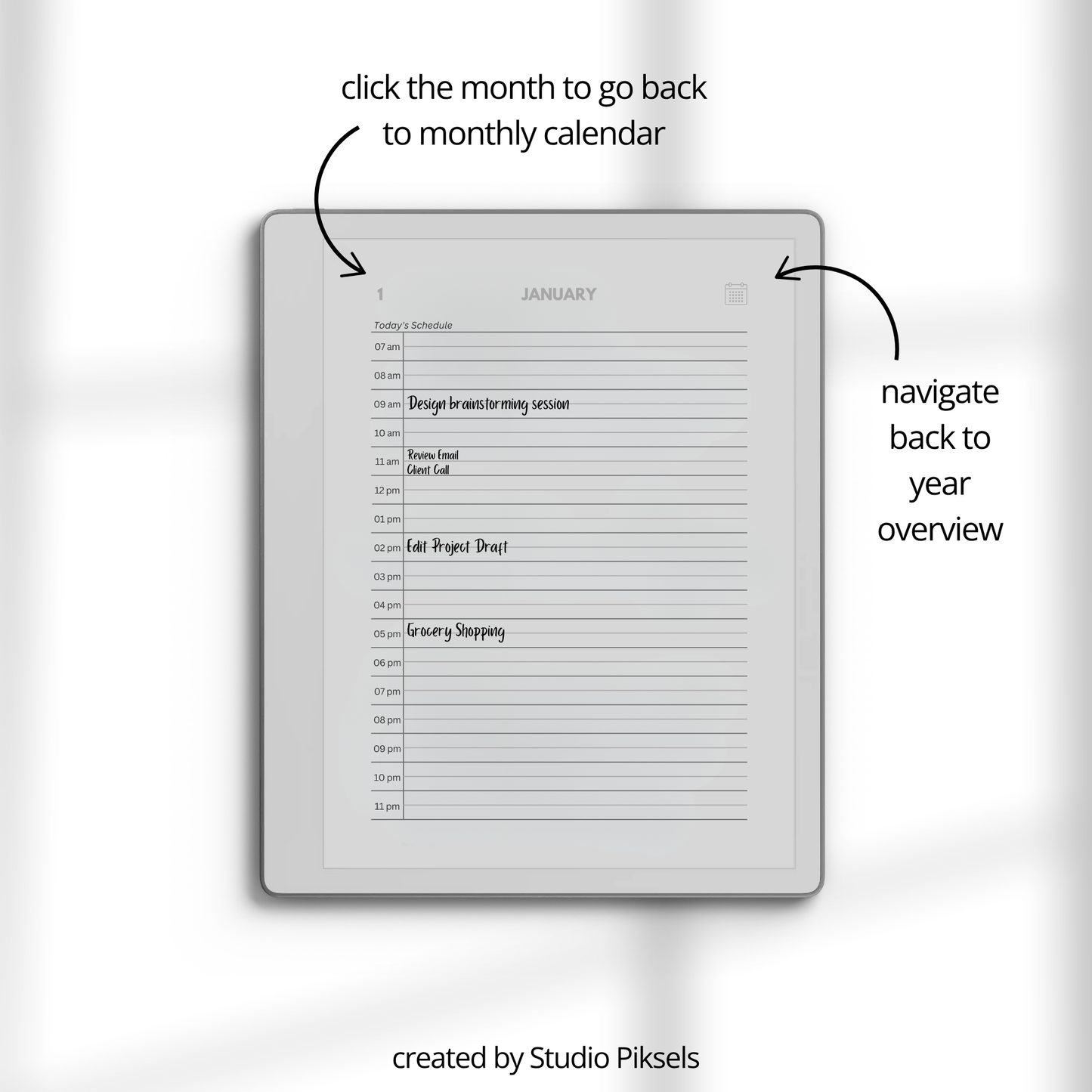 2026 + 2027 Hyperlinked Daily Planner for reMarkable Paper Pure