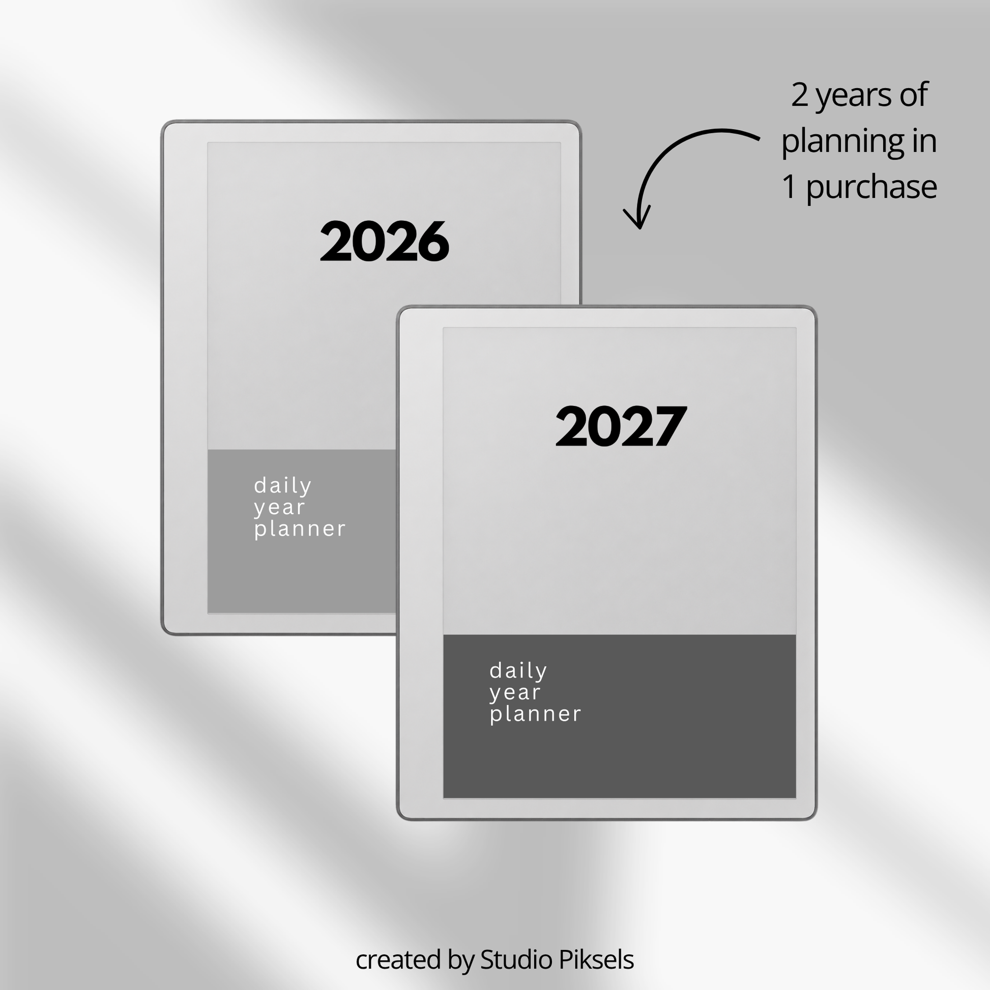 2026 + 2027 Hyperlinked Daily Planner for reMarkable Paper Pure