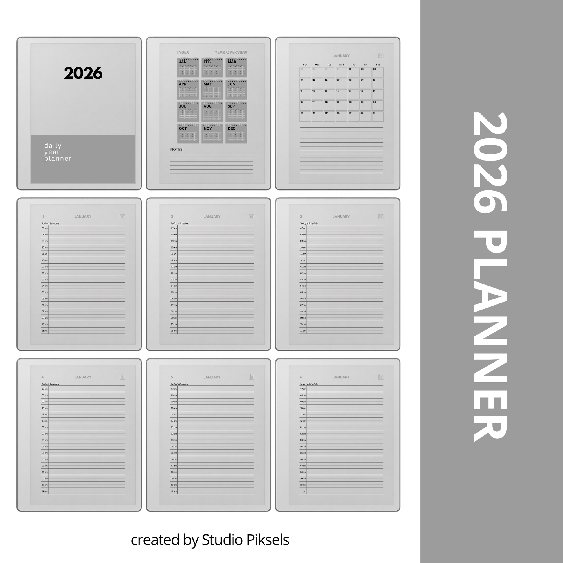 2026 + 2027 Hyperlinked Daily Planner for reMarkable Paper Pure