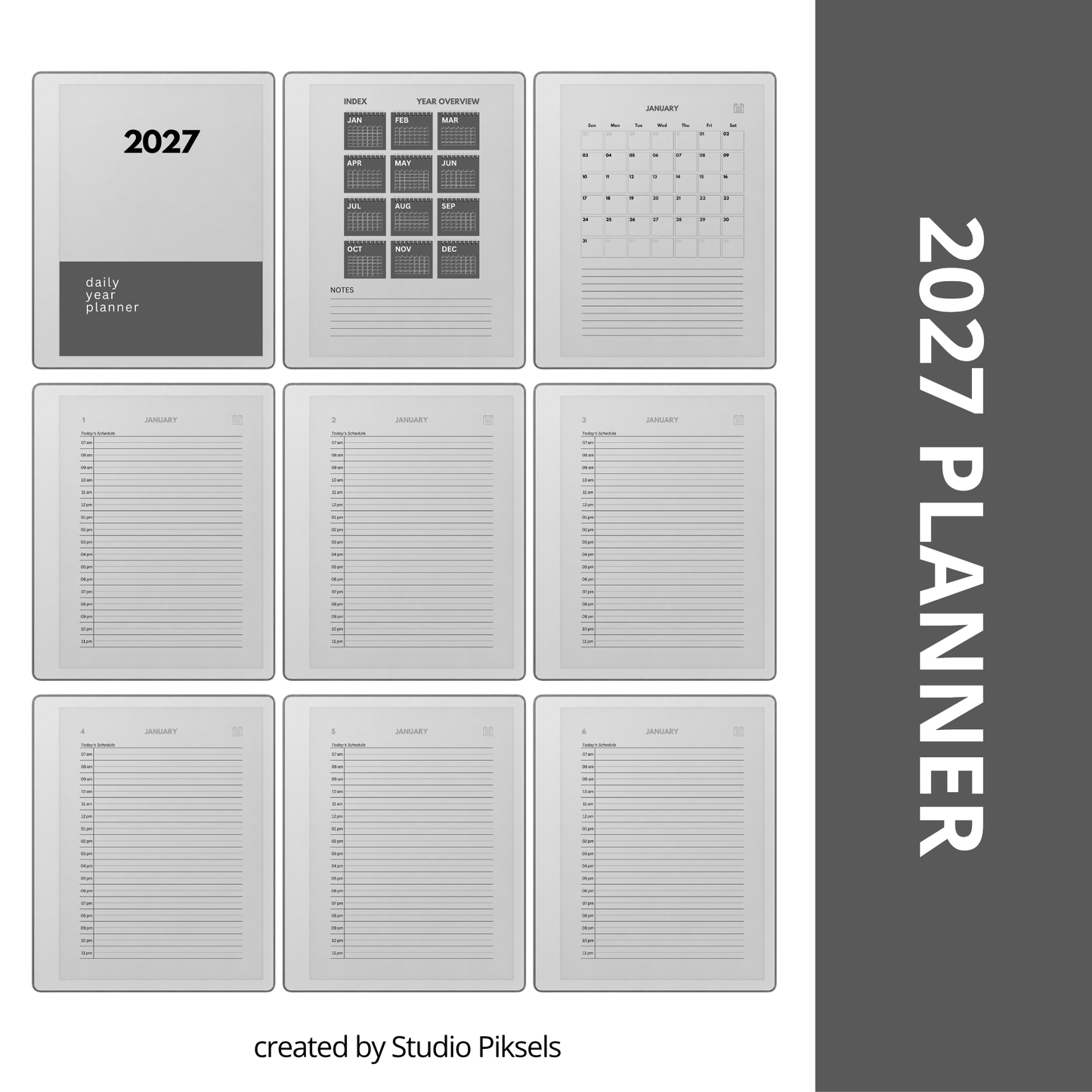 2026 + 2027 Hyperlinked Daily Planner for reMarkable Paper Pure