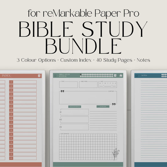Daily Bible study journals for reMarkable Paper Pro with hyperlinked study pages.