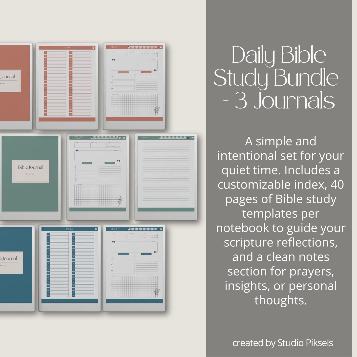 Daily Bible study journals for reMarkable Paper Pro with hyperlinked study pages.