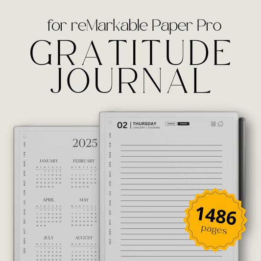 Hyperlinked Yearly Gratitude Journal for reMarkable Paper Pro