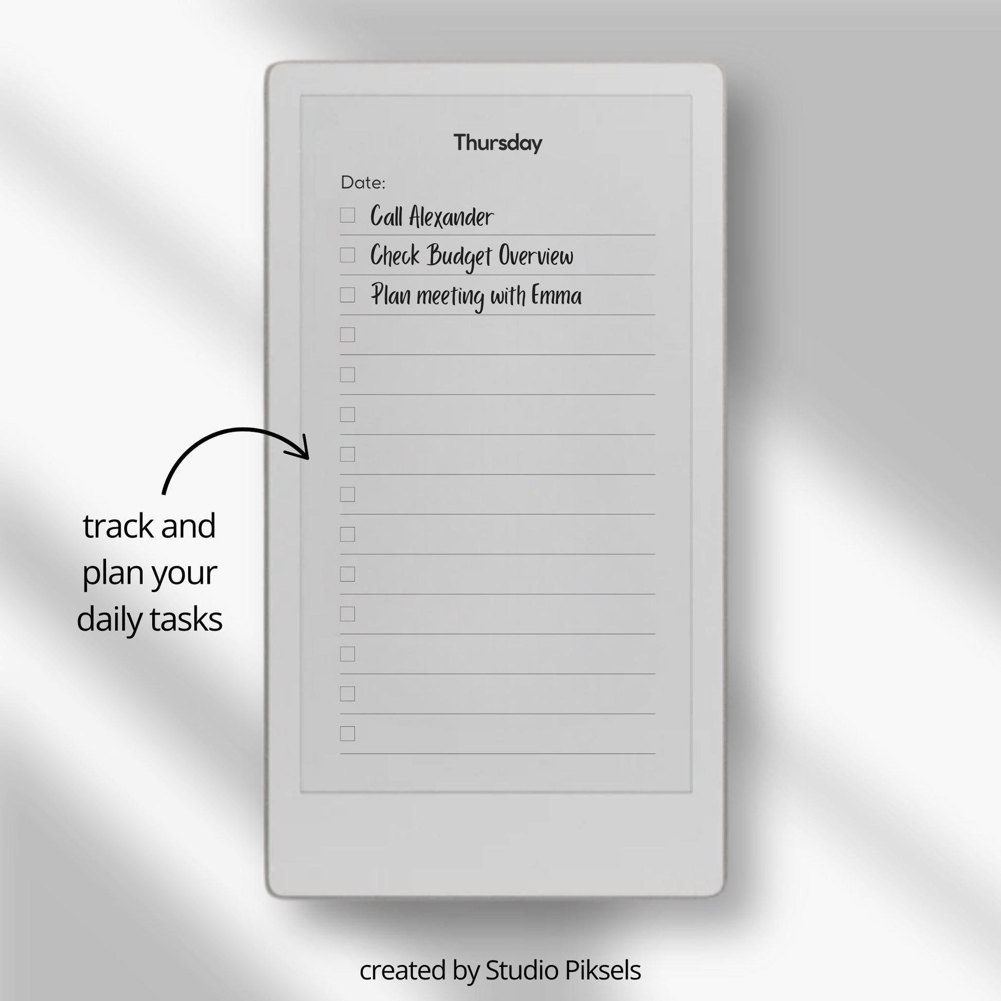 Daily tasks notebook bundle for reMarkable Paper Pro Move with minimalist weekly layouts and calming color themes.