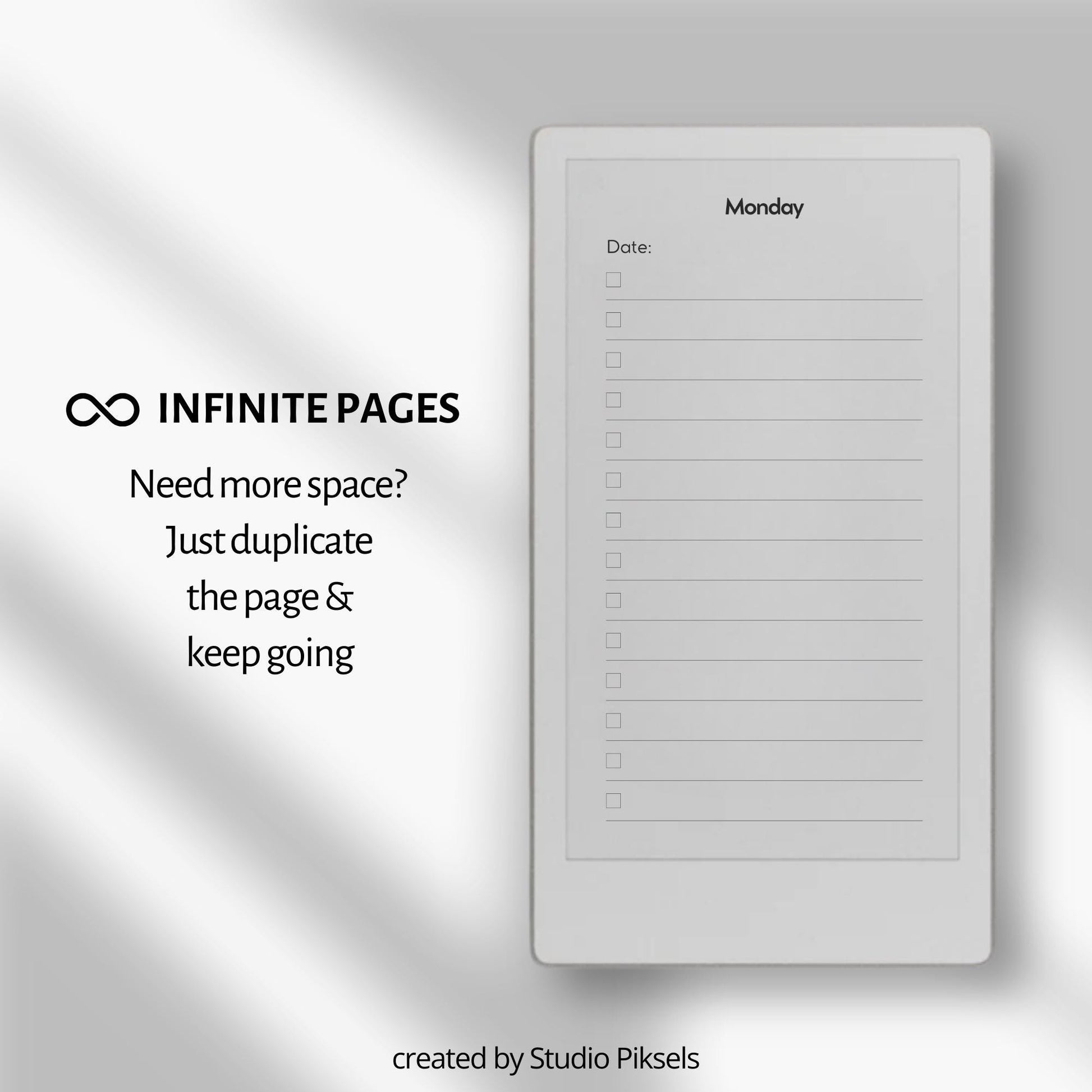 Daily tasks notebook bundle for reMarkable Paper Pro Move with minimalist weekly layouts and calming color themes.