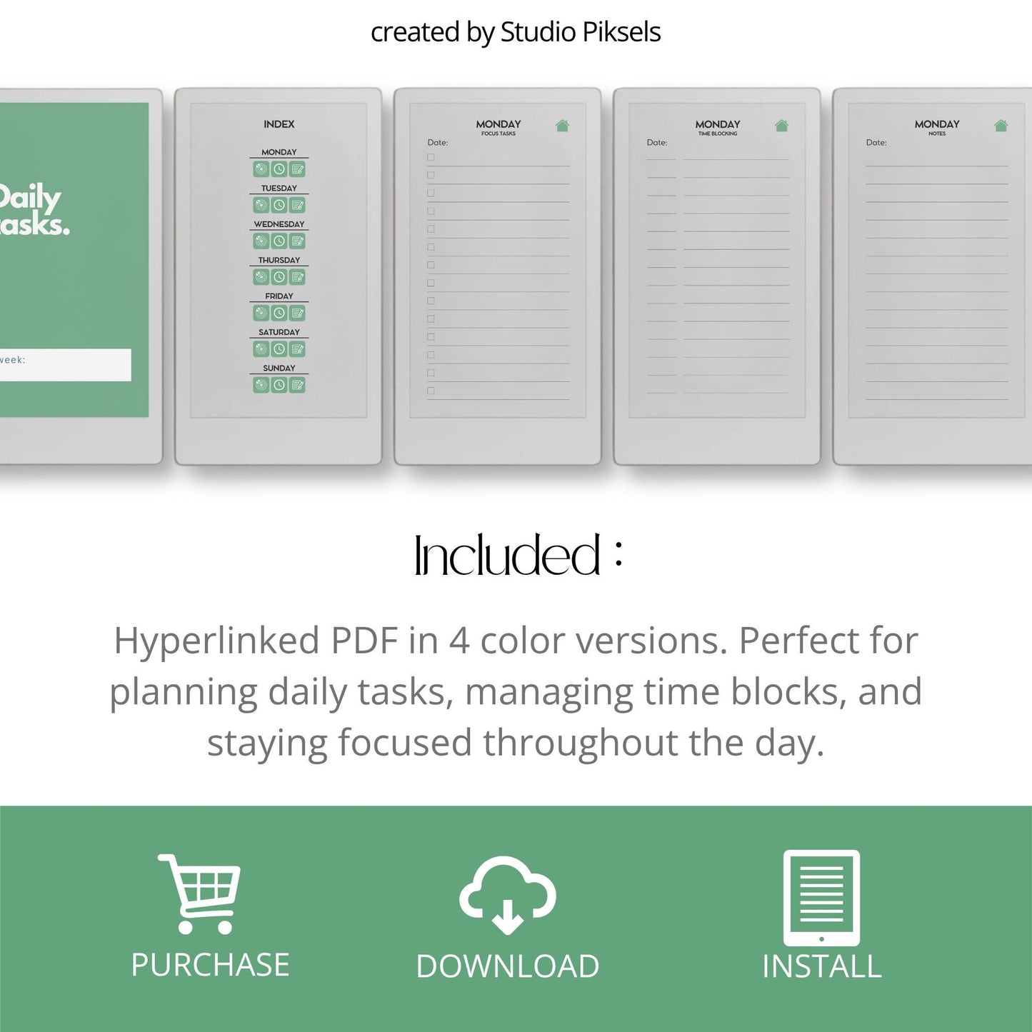 Plan daily tasks and priorities using a hyperlinked daily planner on reMarkable Paper Pro Move.