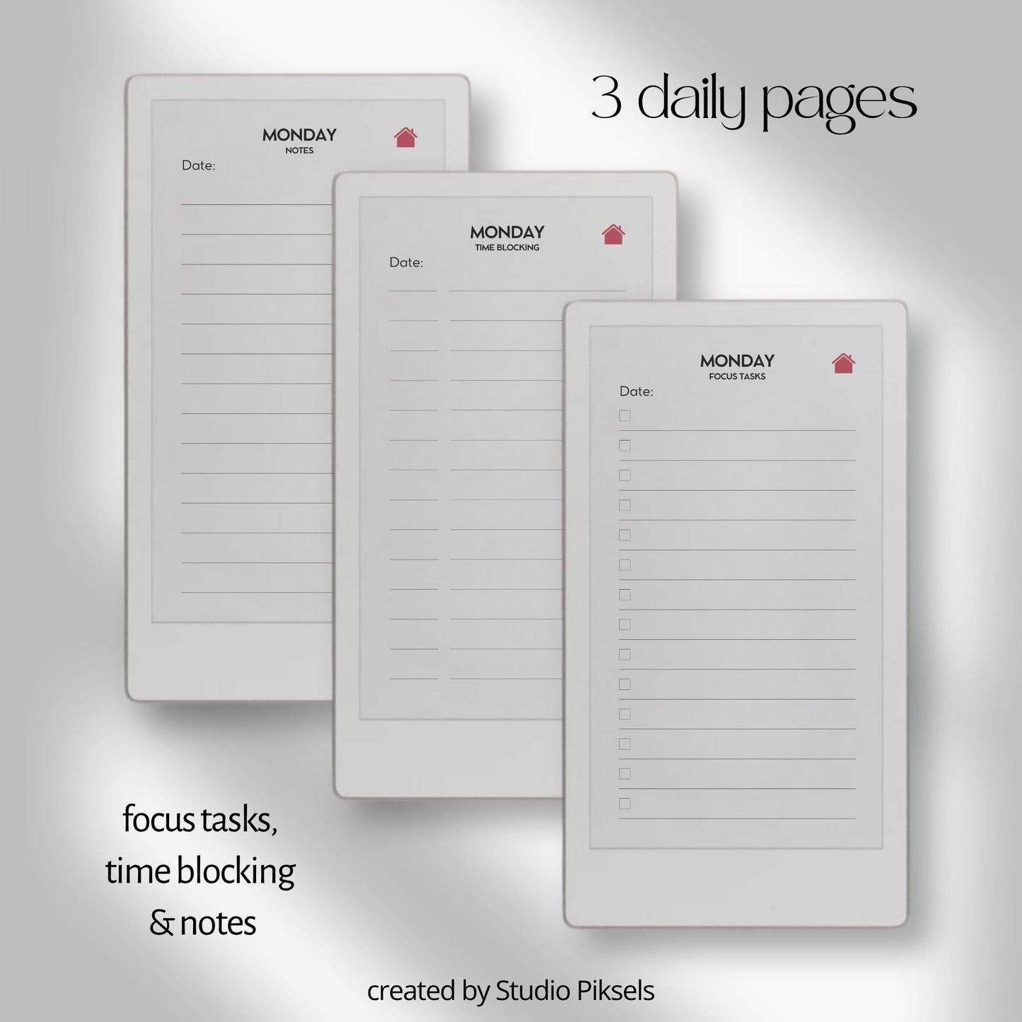 Plan daily tasks and priorities using a hyperlinked daily planner on reMarkable Paper Pro Move.