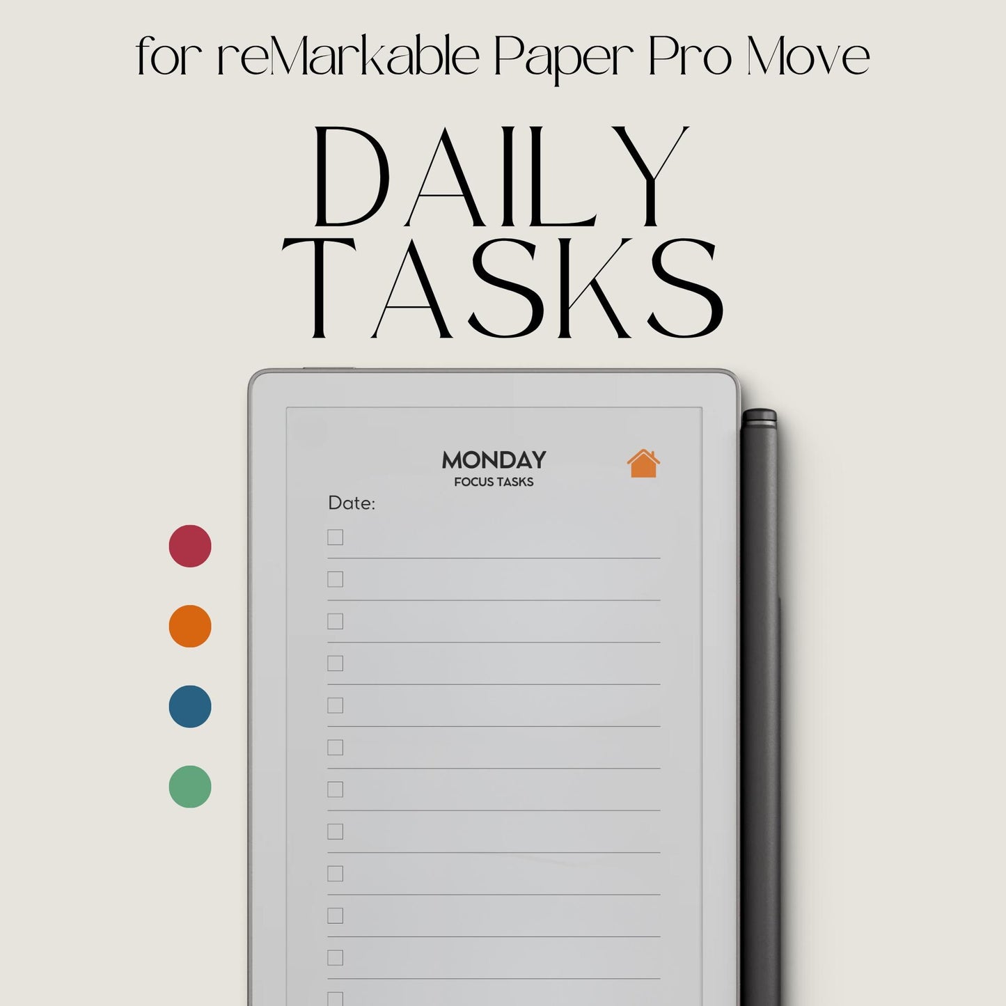 Plan daily tasks and priorities using a hyperlinked daily planner on reMarkable Paper Pro Move.