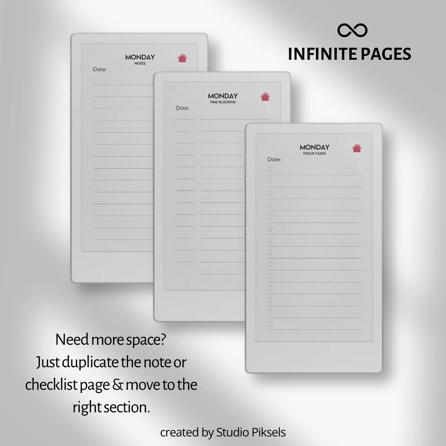 Plan daily tasks and priorities using a hyperlinked daily planner on reMarkable Paper Pro Move.