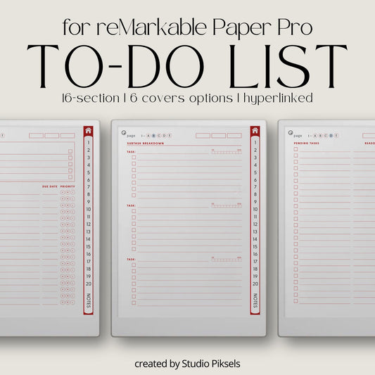 Manage daily tasks and priorities using a hyperlinked to do list notebook on reMarkable Paper Pro.