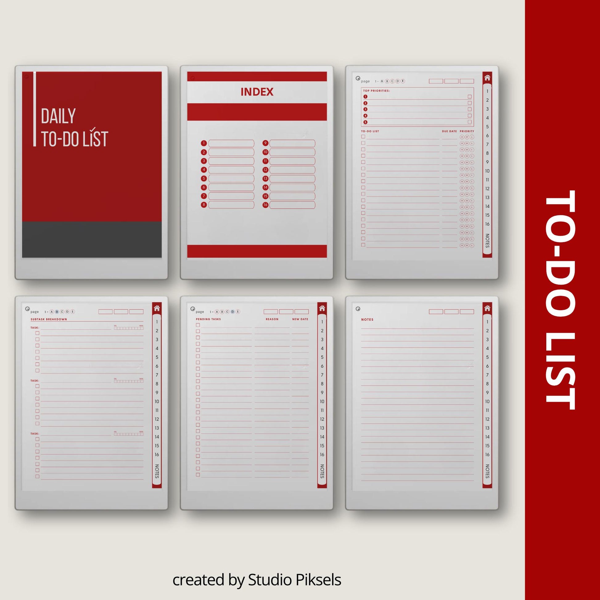 Manage daily tasks and priorities using a hyperlinked to do list notebook on reMarkable Paper Pro.