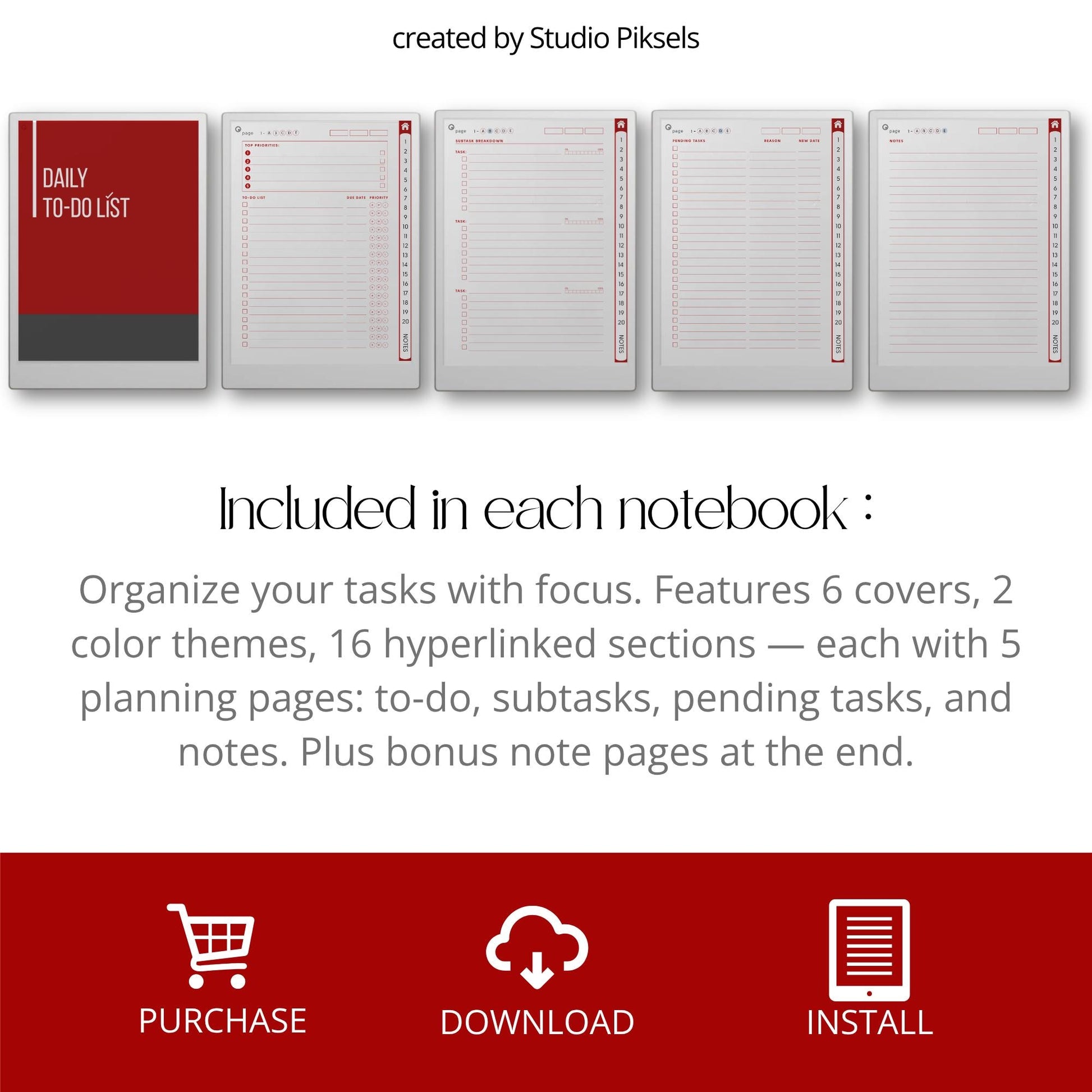 Manage daily tasks and priorities using a hyperlinked to do list notebook on reMarkable Paper Pro.