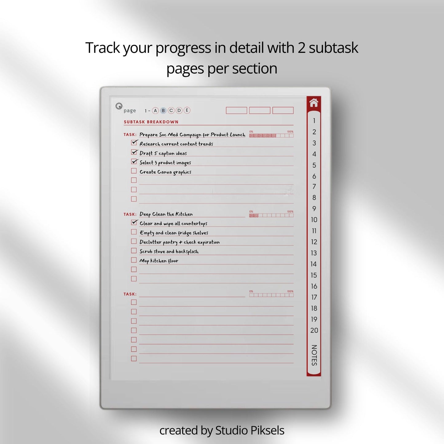 Manage daily tasks and priorities using a hyperlinked to do list notebook on reMarkable Paper Pro.