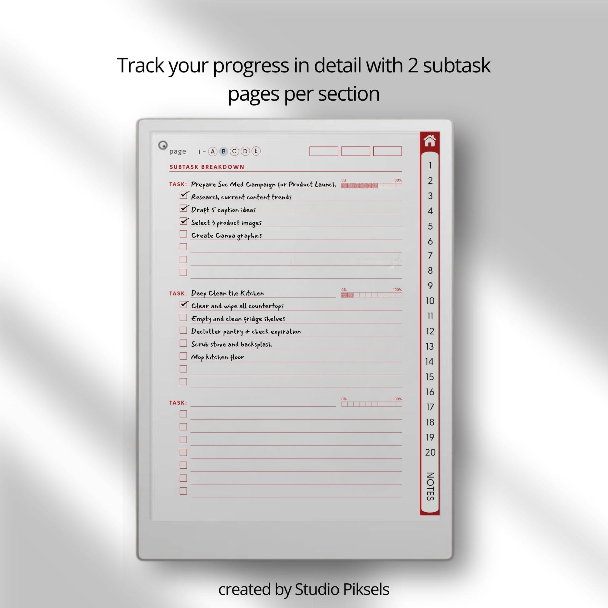 Manage daily tasks and priorities using a hyperlinked to do list notebook on reMarkable Paper Pro.