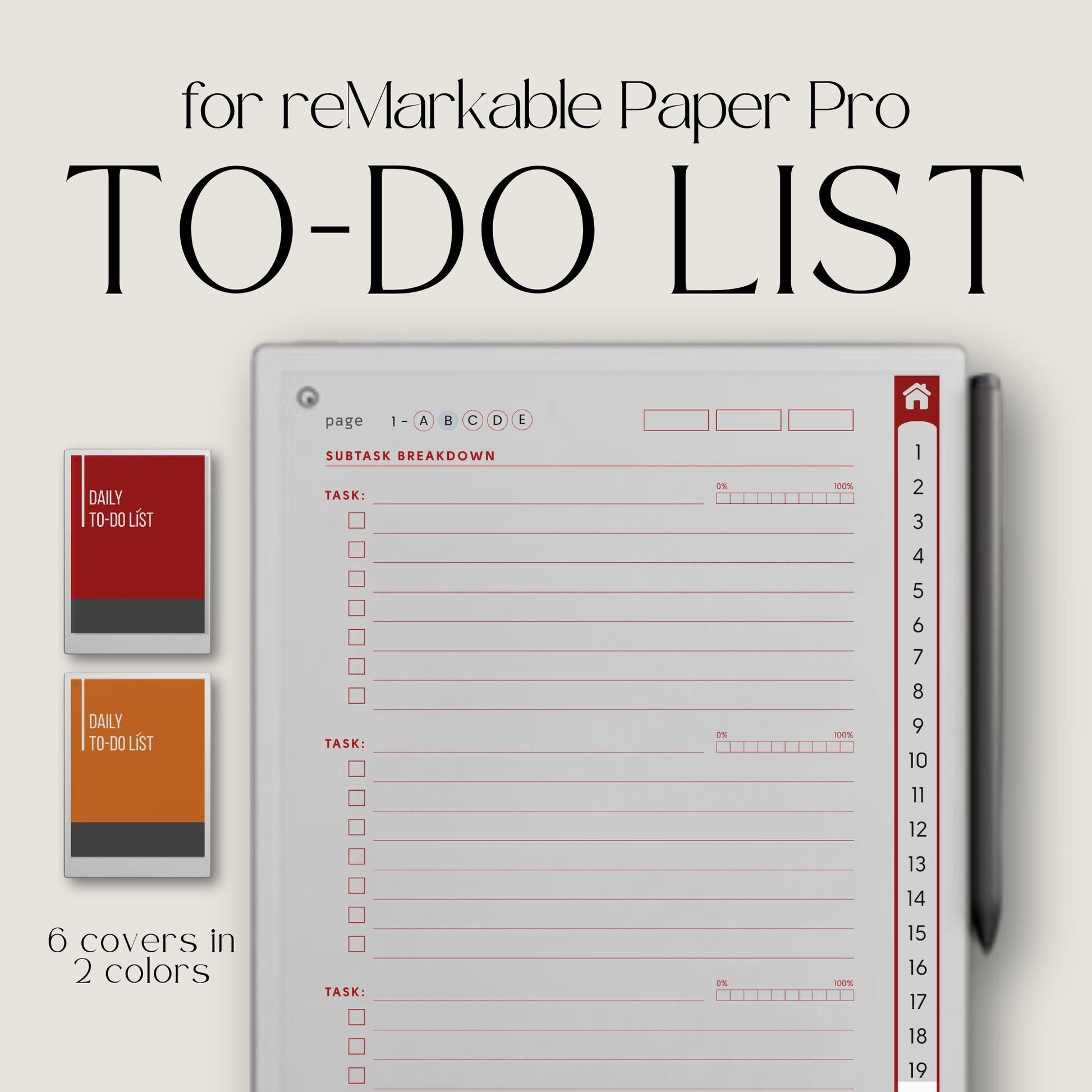 Manage daily tasks and priorities using a hyperlinked to do list notebook on reMarkable Paper Pro.