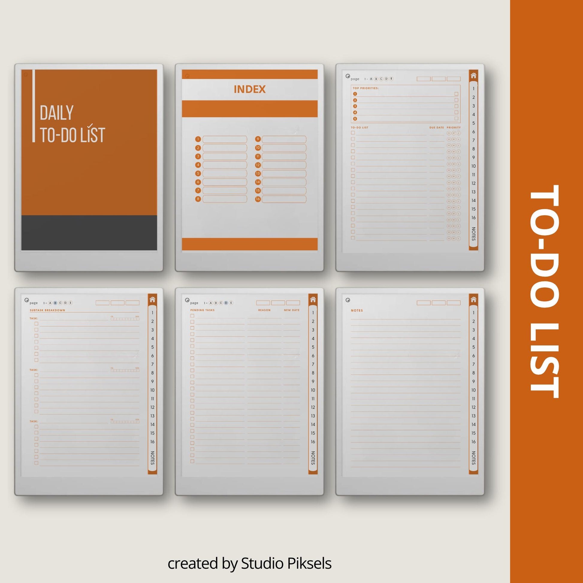 Manage daily tasks and priorities using a hyperlinked to do list notebook on reMarkable Paper Pro.