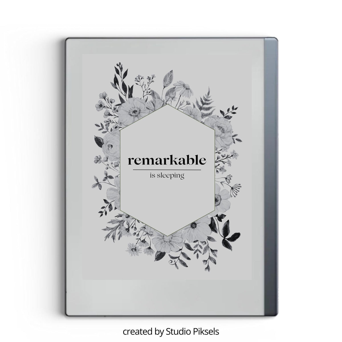Elegant flower sleep screen for reMarkable 2 and reMarkable Paper Pure with refined botanical floral artwork in PNG format