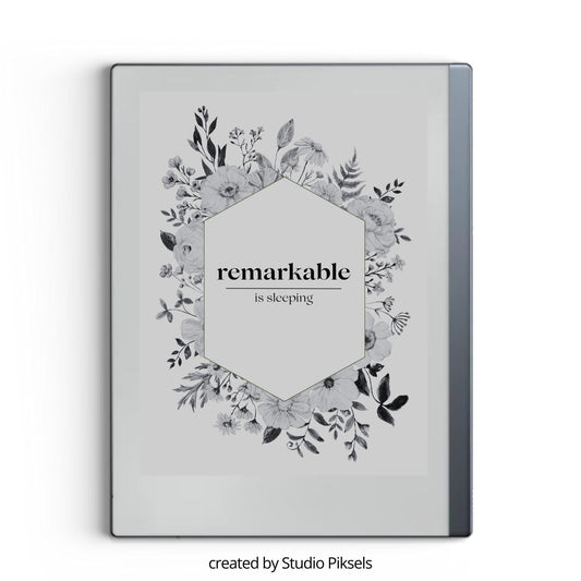 Elegant flower sleep screen for reMarkable 2 and reMarkable Paper Pure with refined botanical floral artwork in PNG format