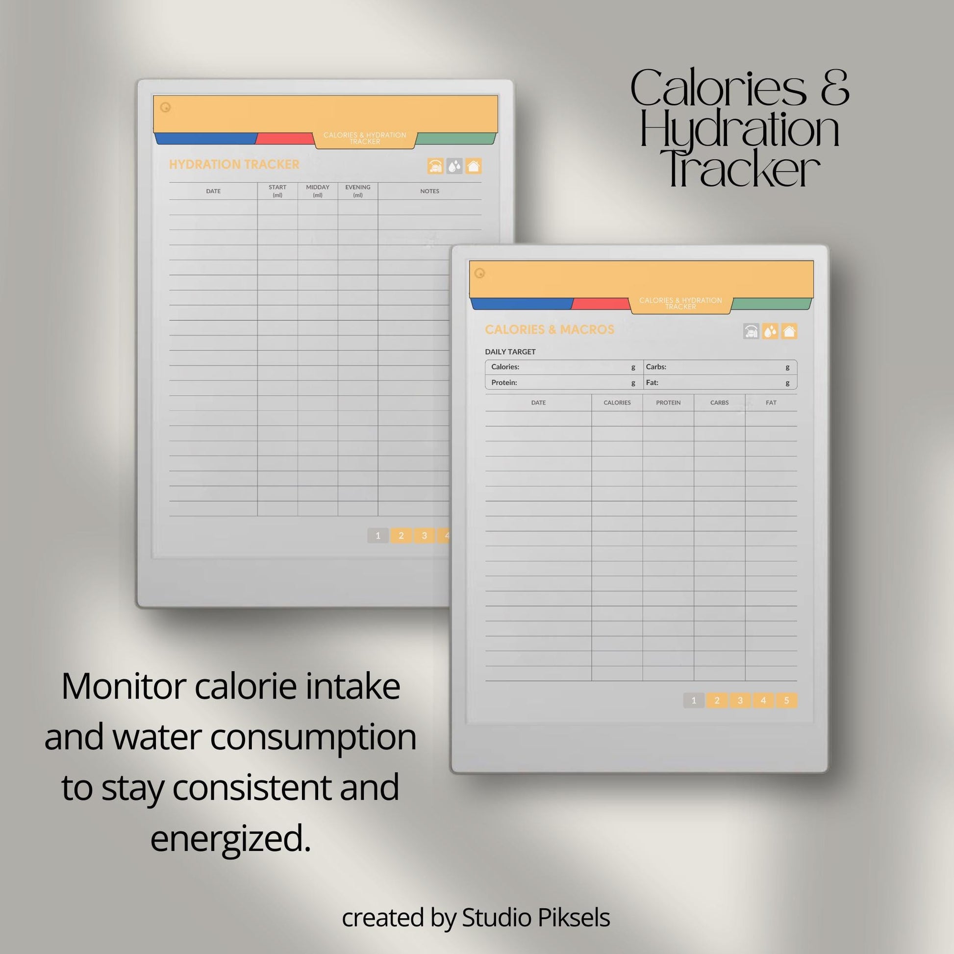 Fitness and health planner for reMarkable Paper Pro with hyperlinked trackers.