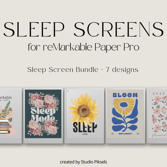Sleep Screen Bundle for reMarkable Paper Pro with Flowers
