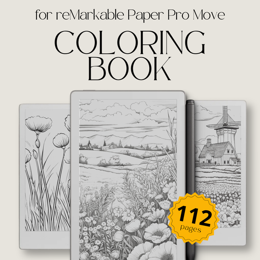 Flower Fields Coloring Book for reMarkable Paper Pro Move
