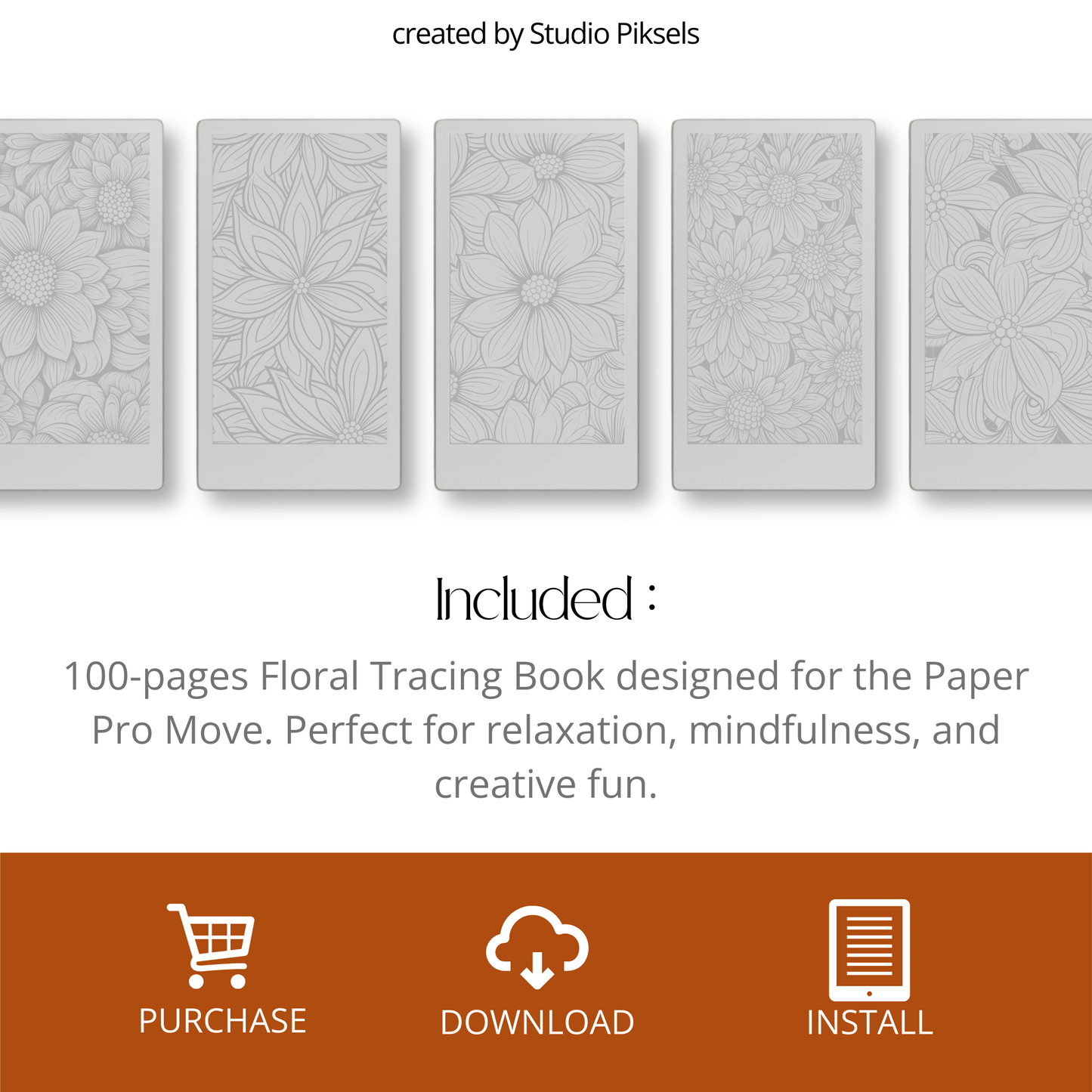 Flower Patterns Tracing Book for reMarkable Paper Pro Move