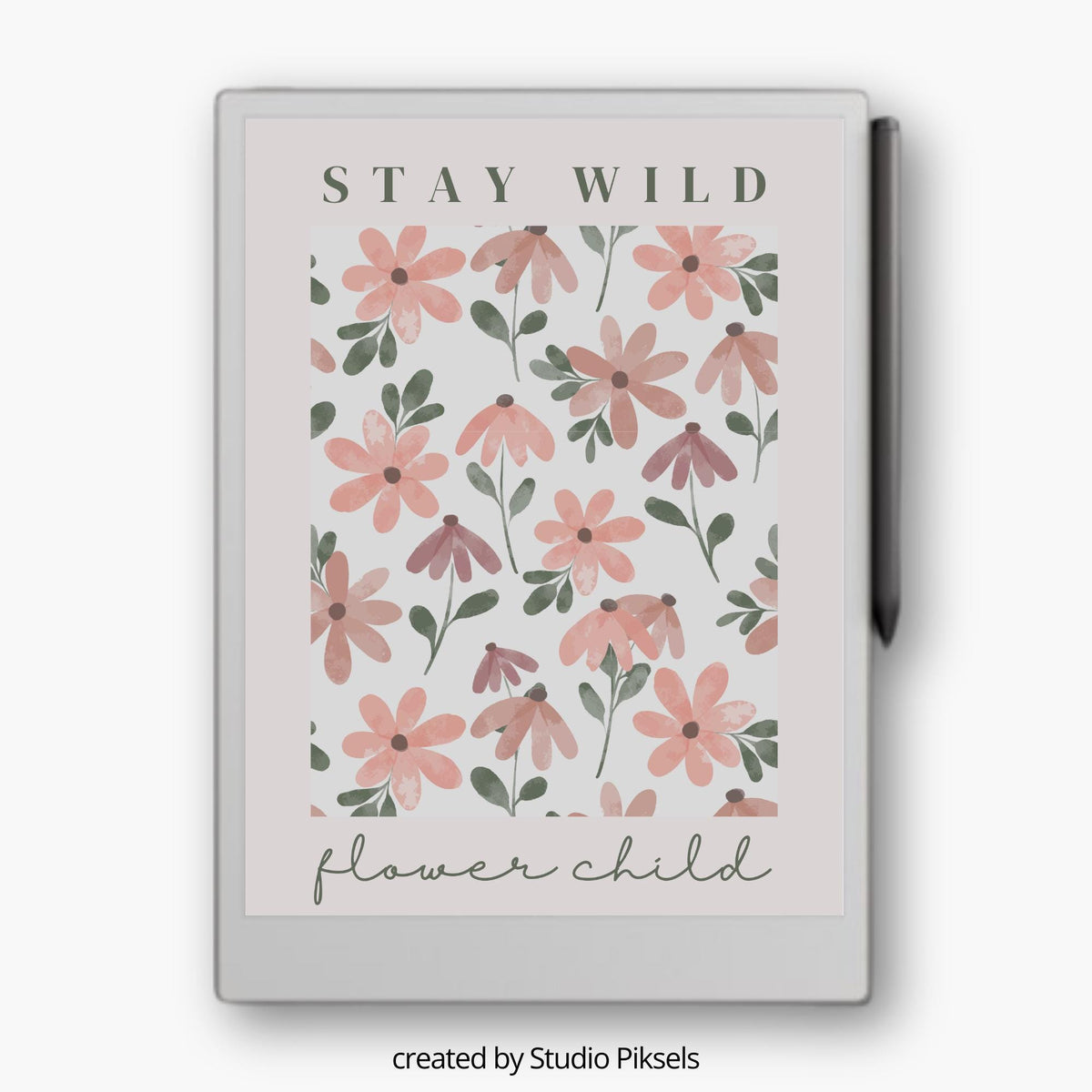 Sleep Screen for reMarkable Paper Pro With Flower Child Print