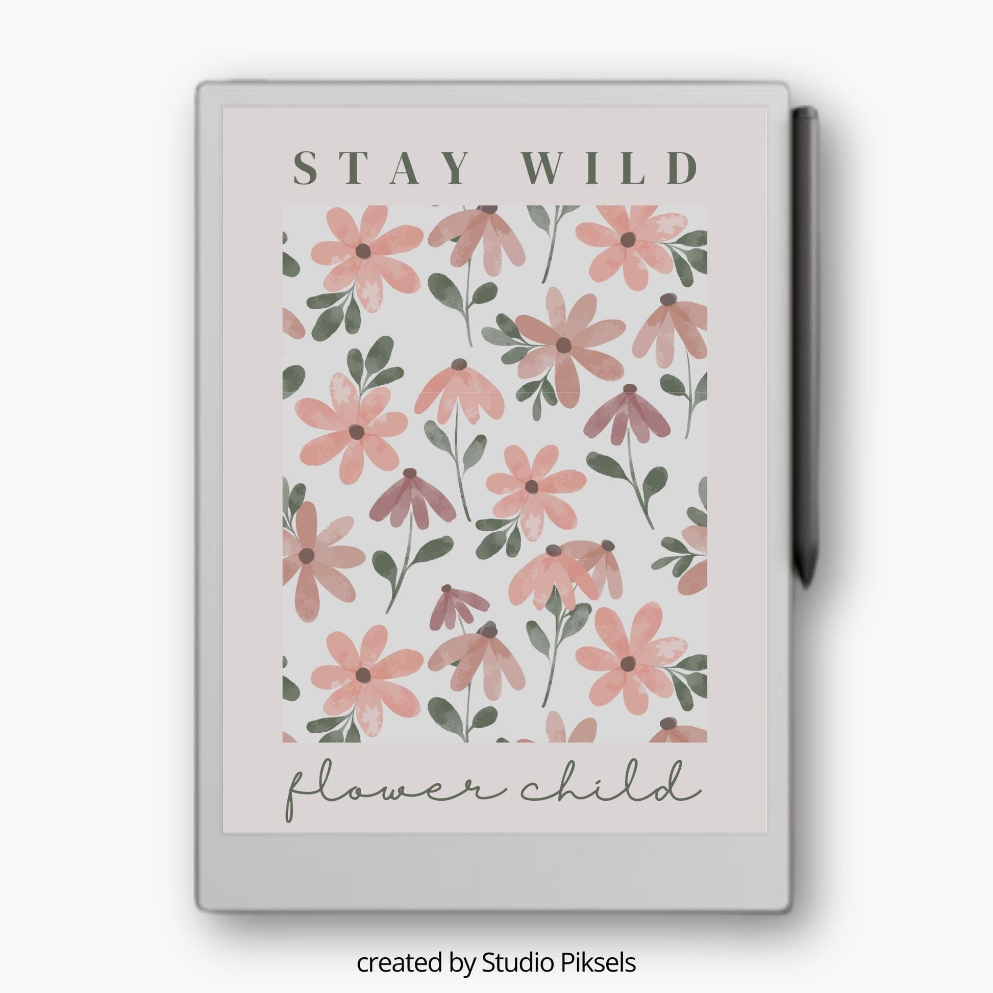 Sleep Screen for reMarkable Paper Pro With Flower Child Print