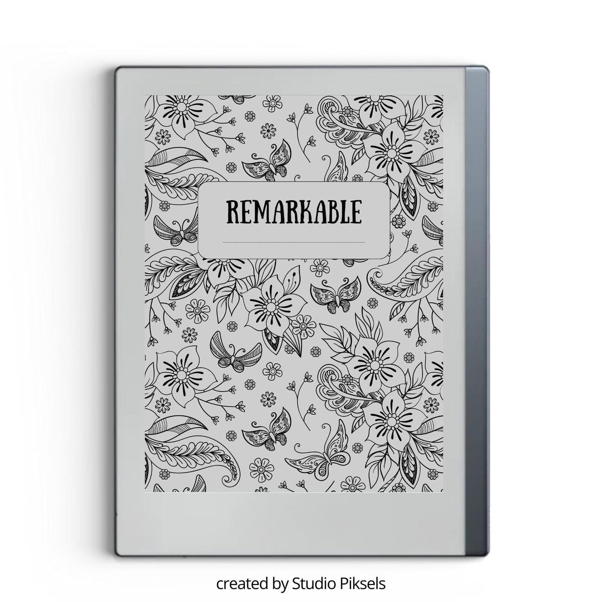 Elegant flower sleep screen for reMarkable 2 and reMarkable Paper Pure with graceful botanical floral artwork in PNG and PDF format