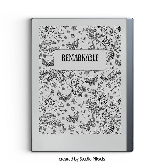 Elegant flower sleep screen for reMarkable 2 and reMarkable Paper Pure with graceful botanical floral artwork in PNG and PDF format